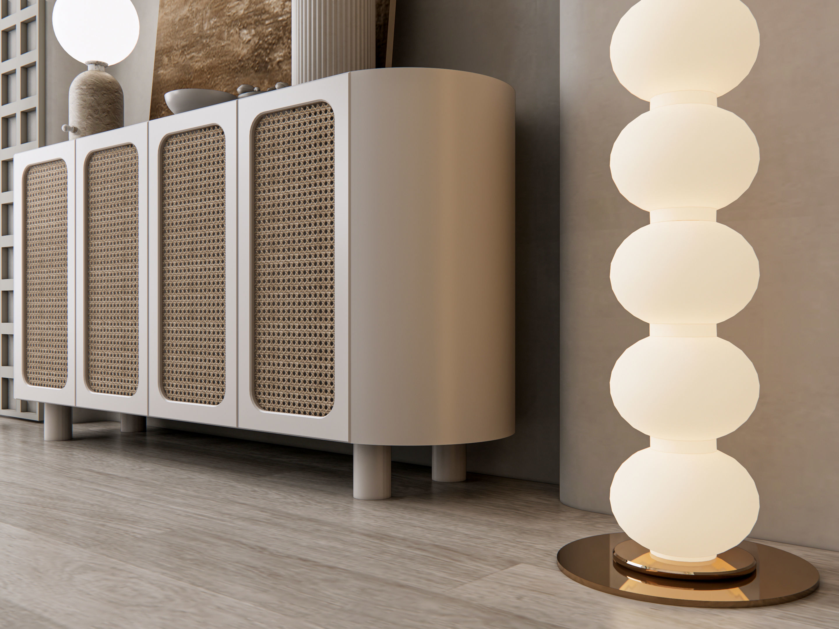 Sideboard with wall panel and flooring 12 3D model_7