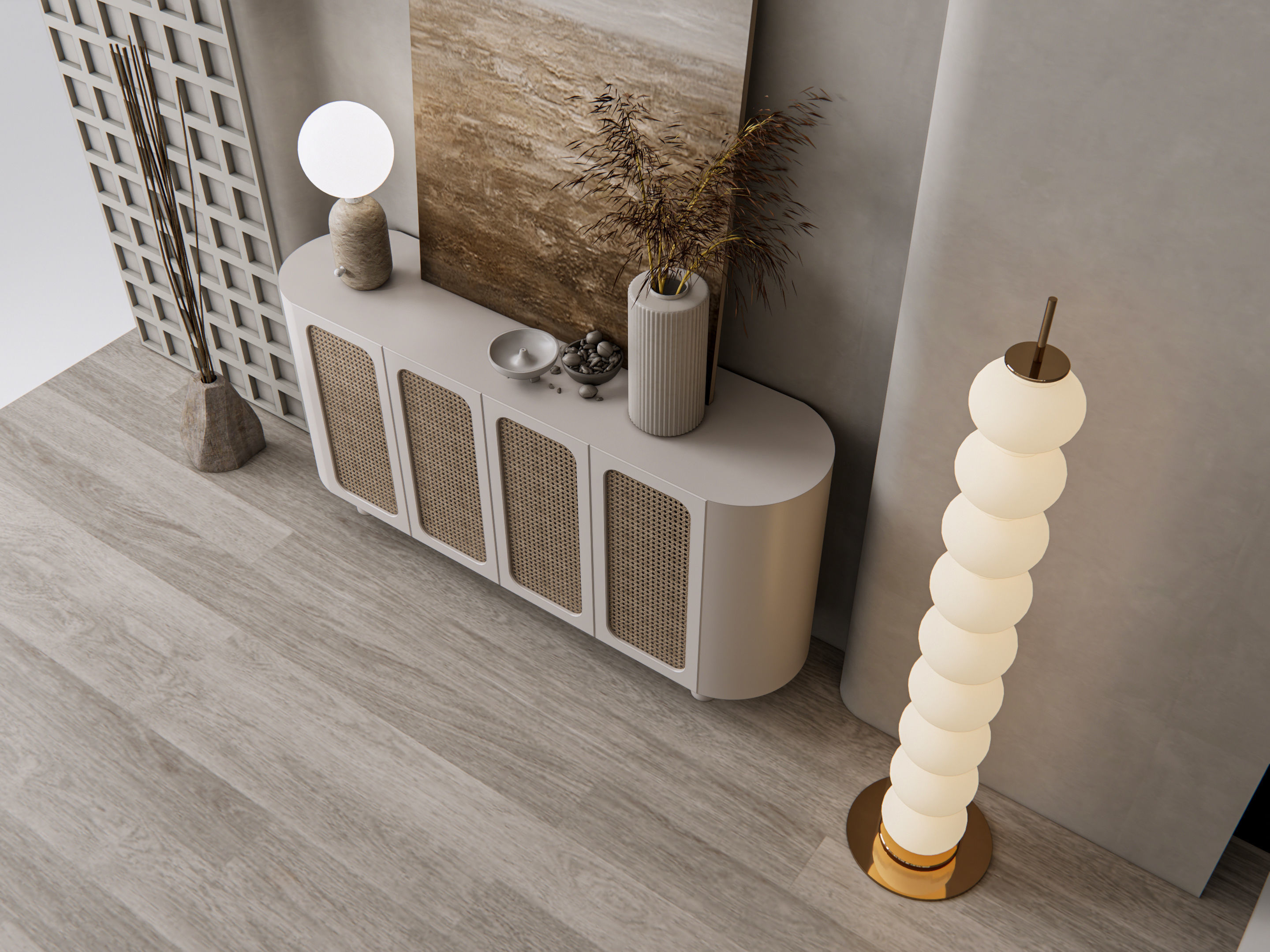 Sideboard with wall panel and flooring 12 3D model_10