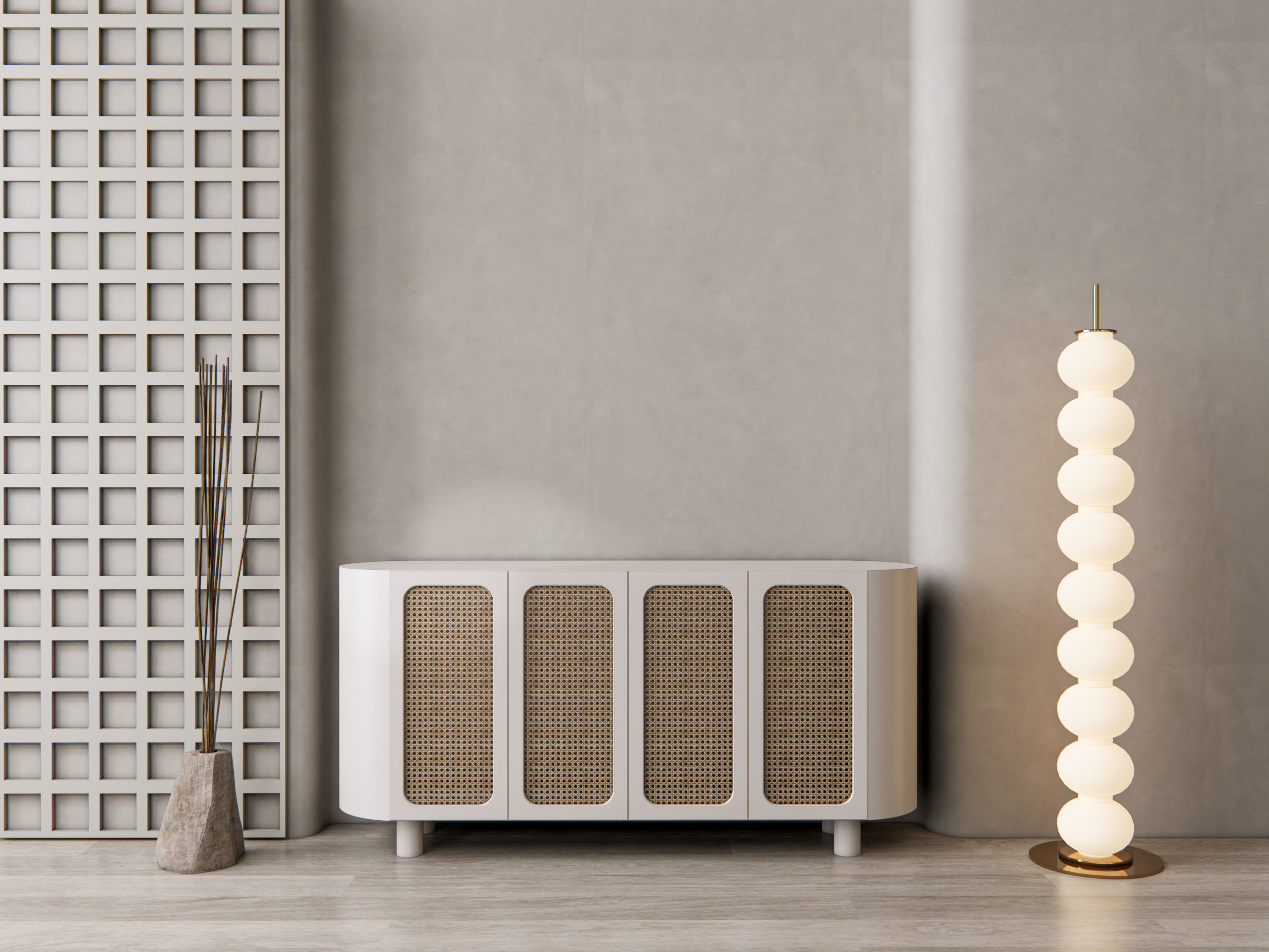 Sideboard with wall panel and flooring 12 3D model_15