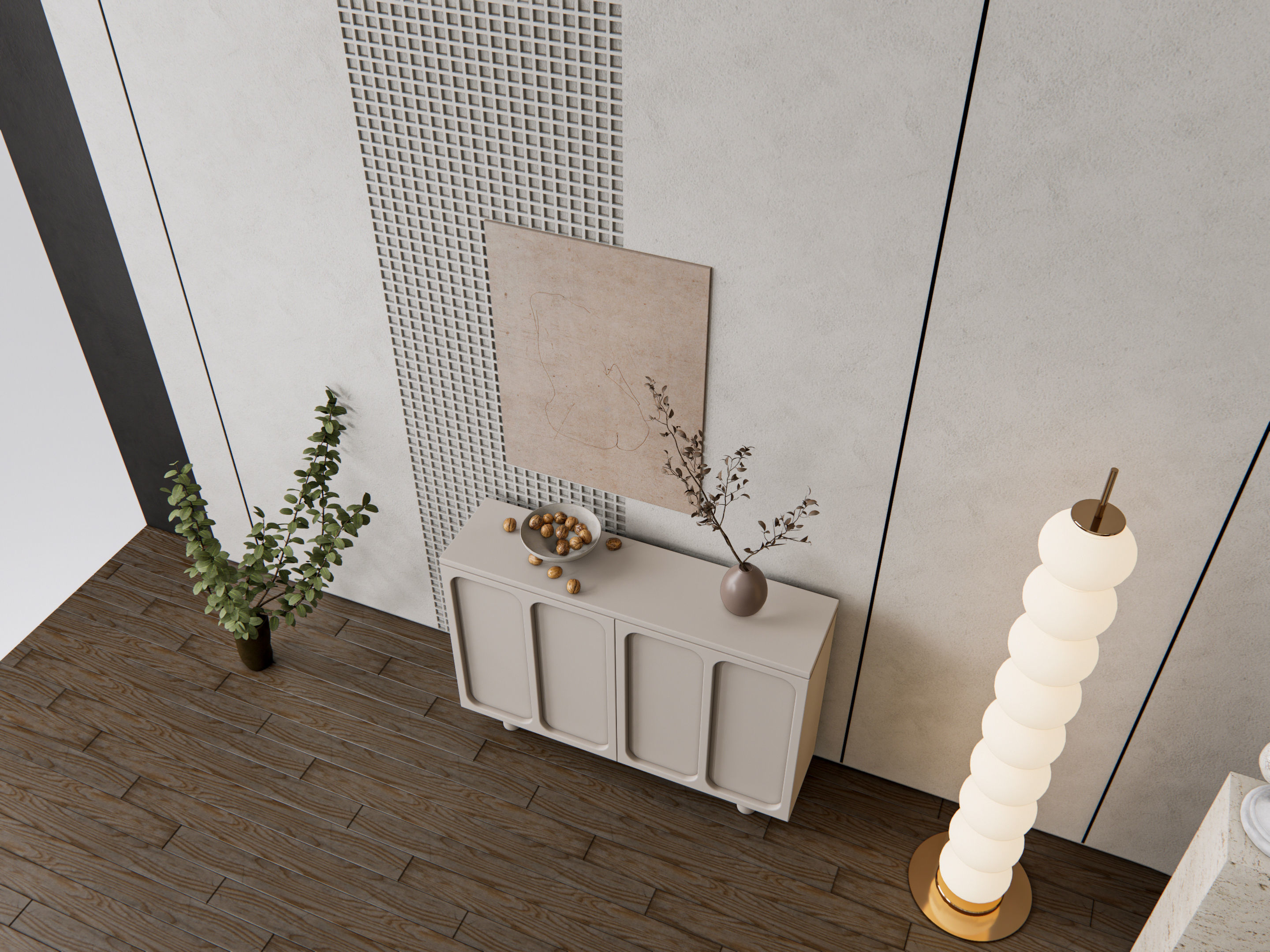 Sideboard with wall panel and flooring 13 3D model_13