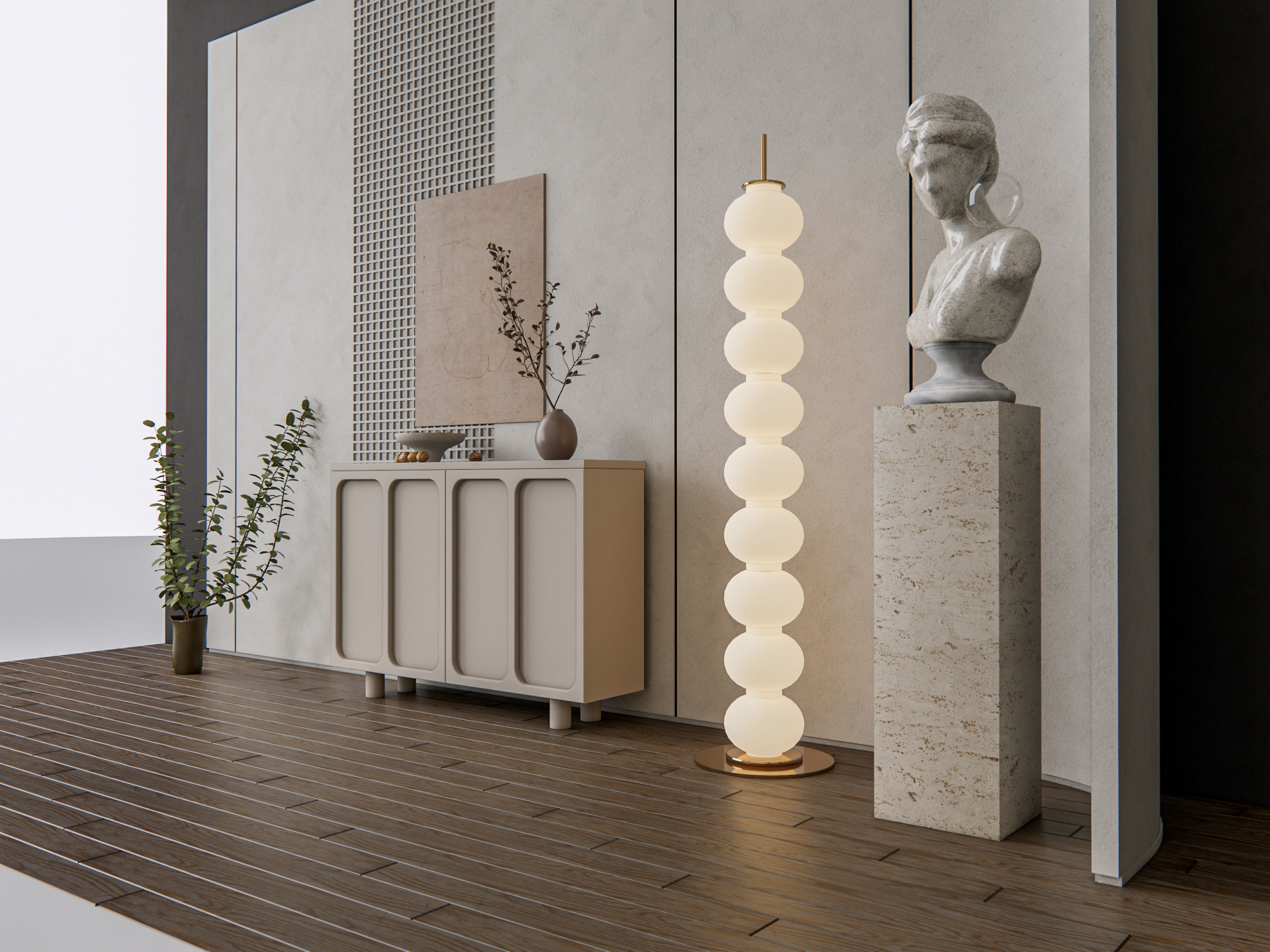 Sideboard with wall panel and flooring 13 3D model_15