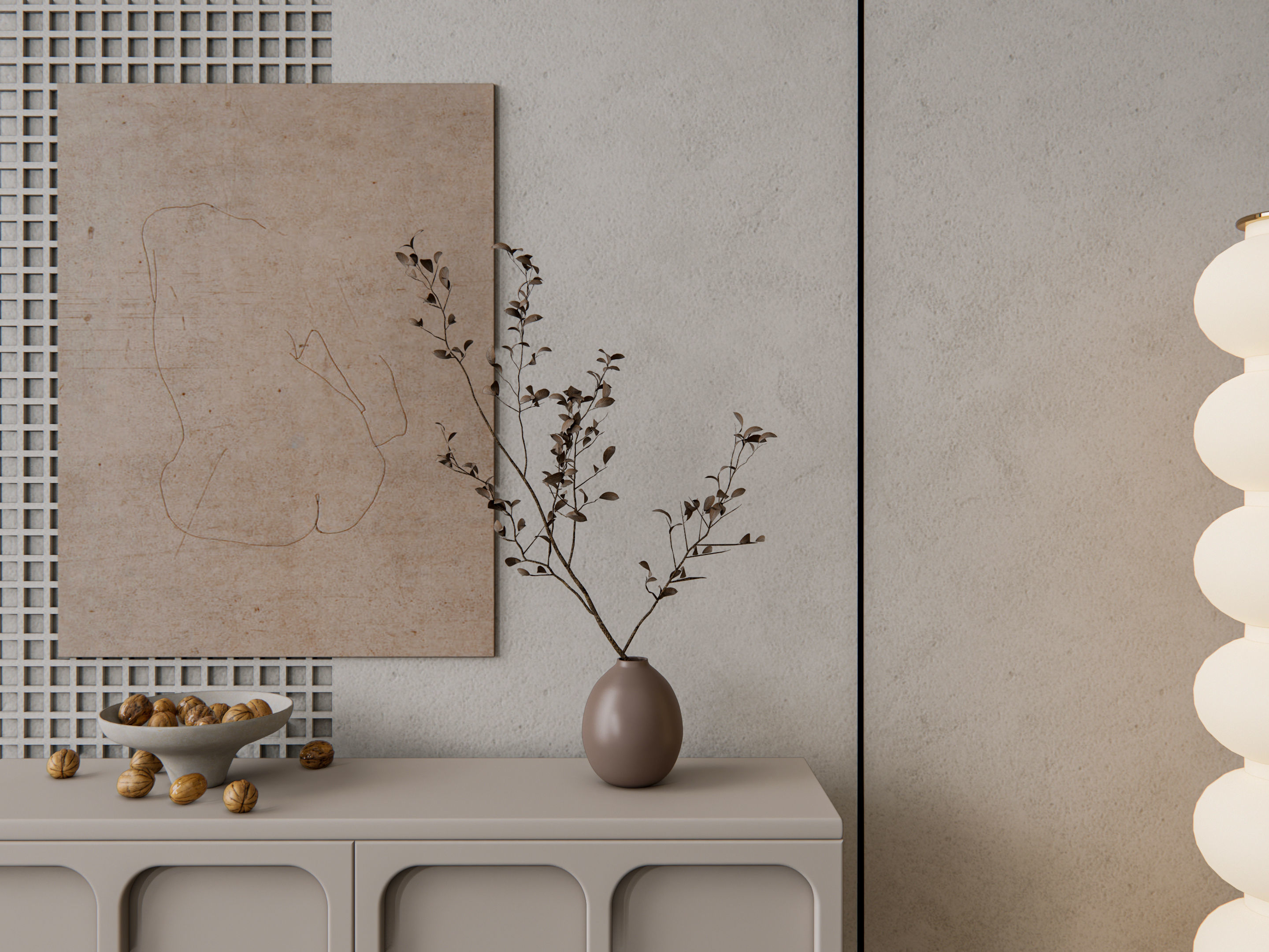 Sideboard with wall panel and flooring 13 3D model_7