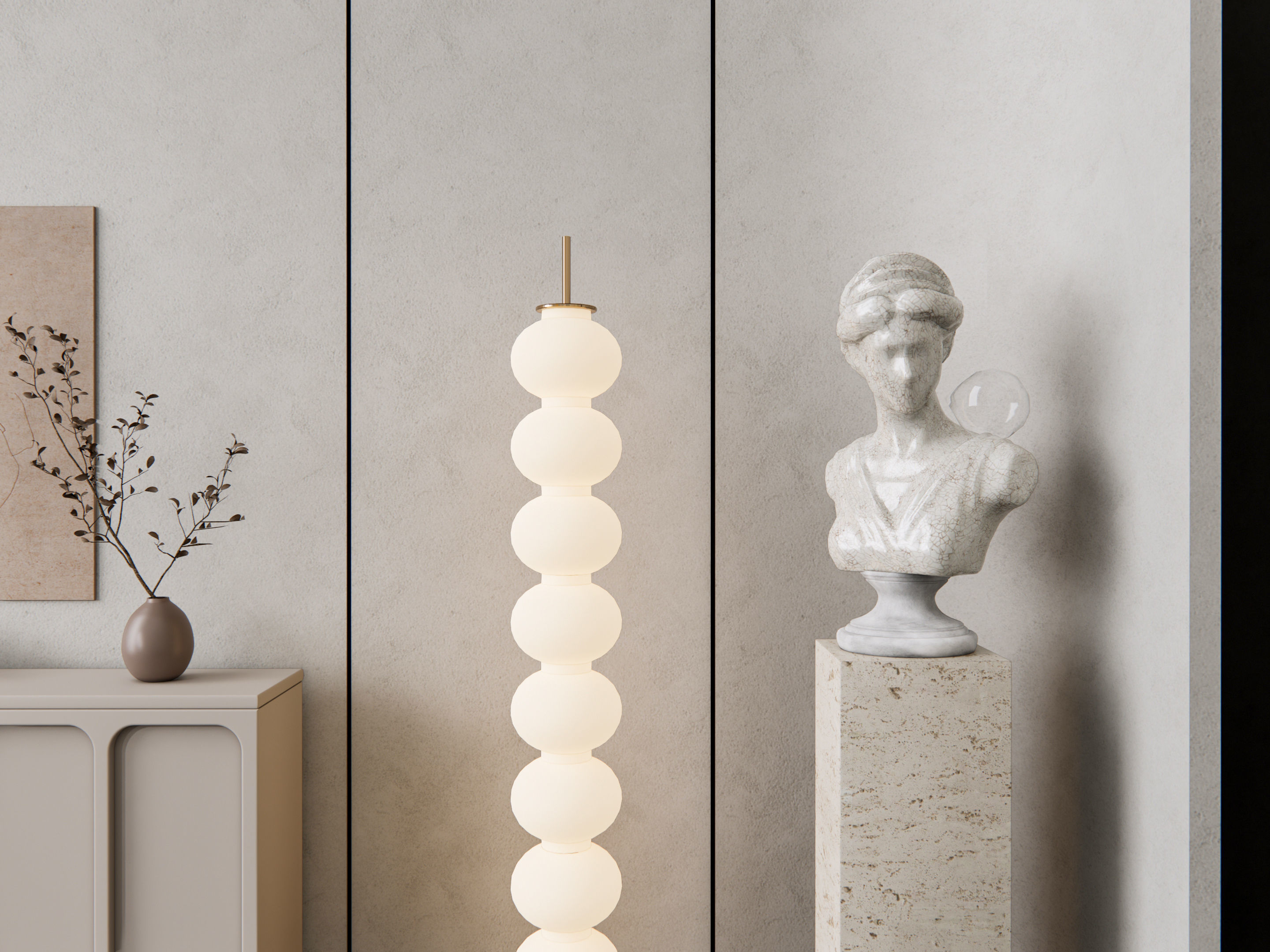 Sideboard with wall panel and flooring 13 3D model_9