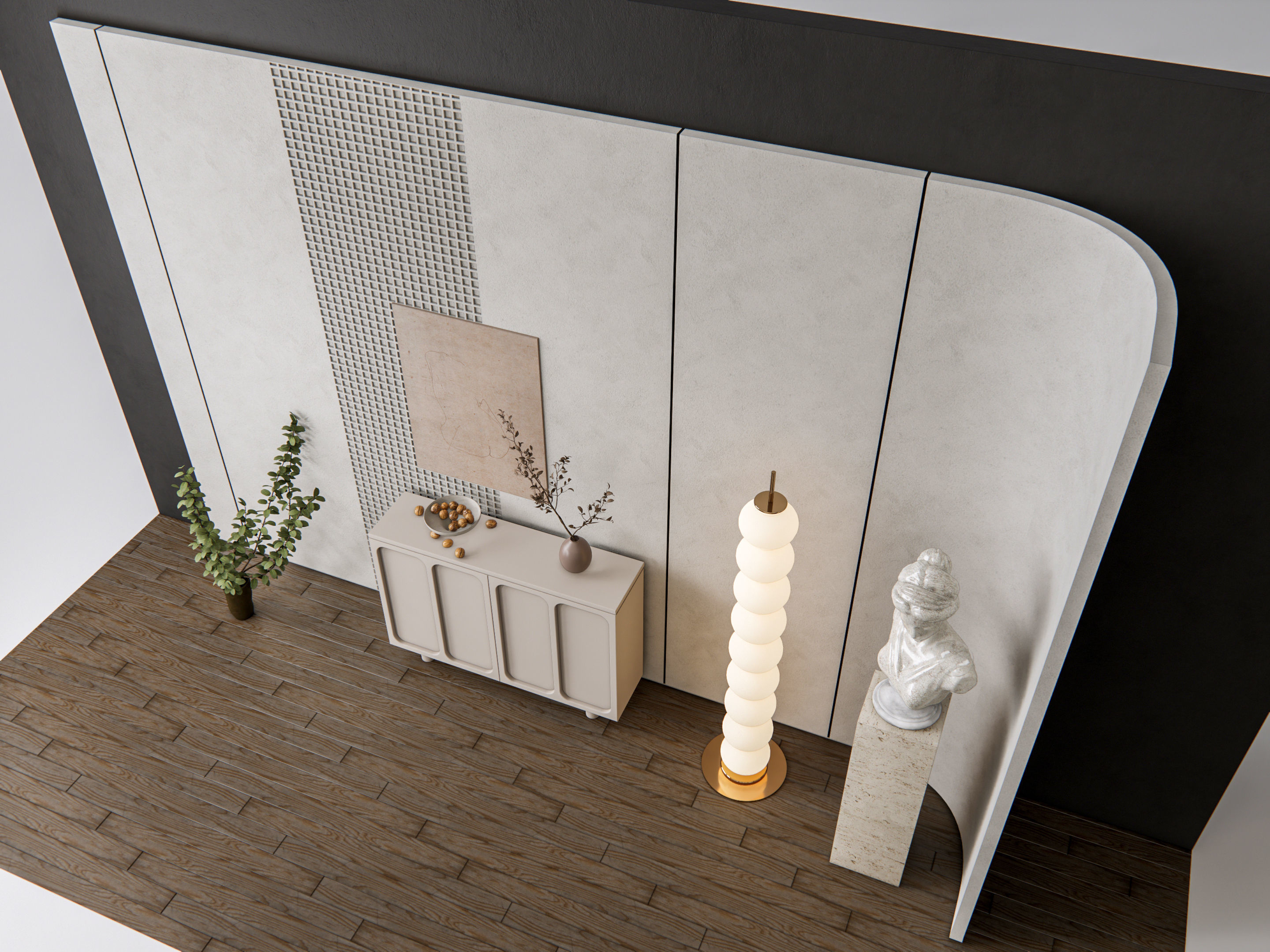 Sideboard with wall panel and flooring 13 3D model_12