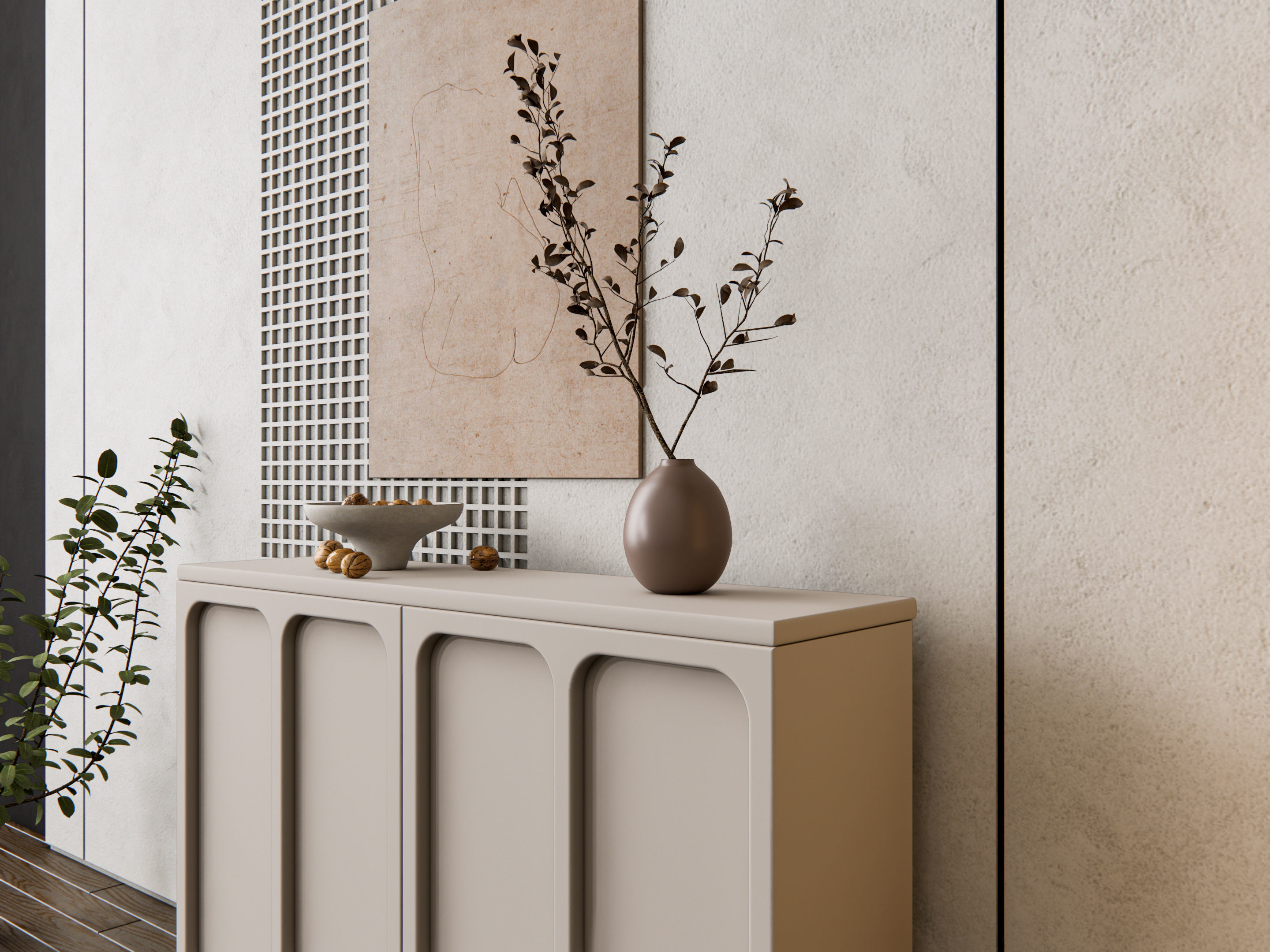 Sideboard with wall panel and flooring 13 3D model_19