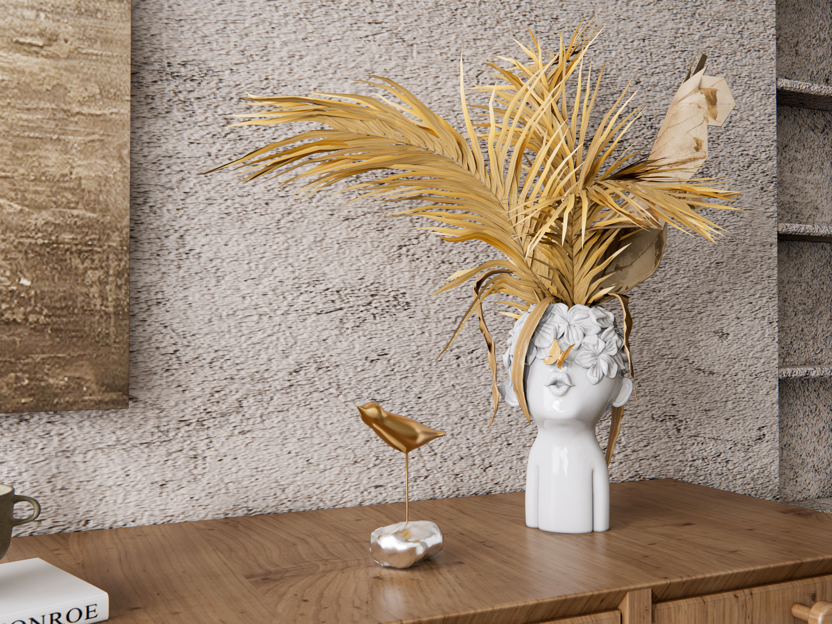 Sideboard with wall panel and flooring 15 3D model_13