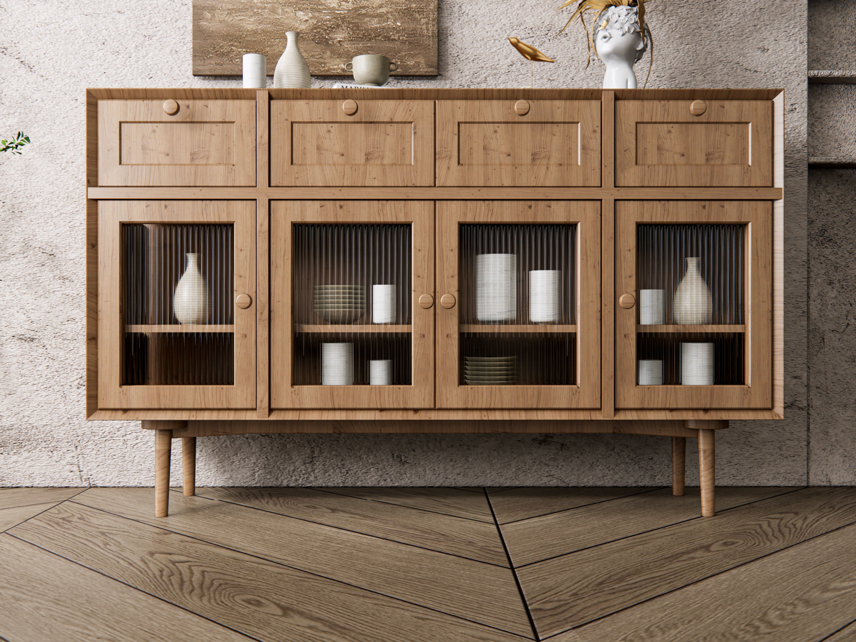 Sideboard with wall panel and flooring 15 3D model_15