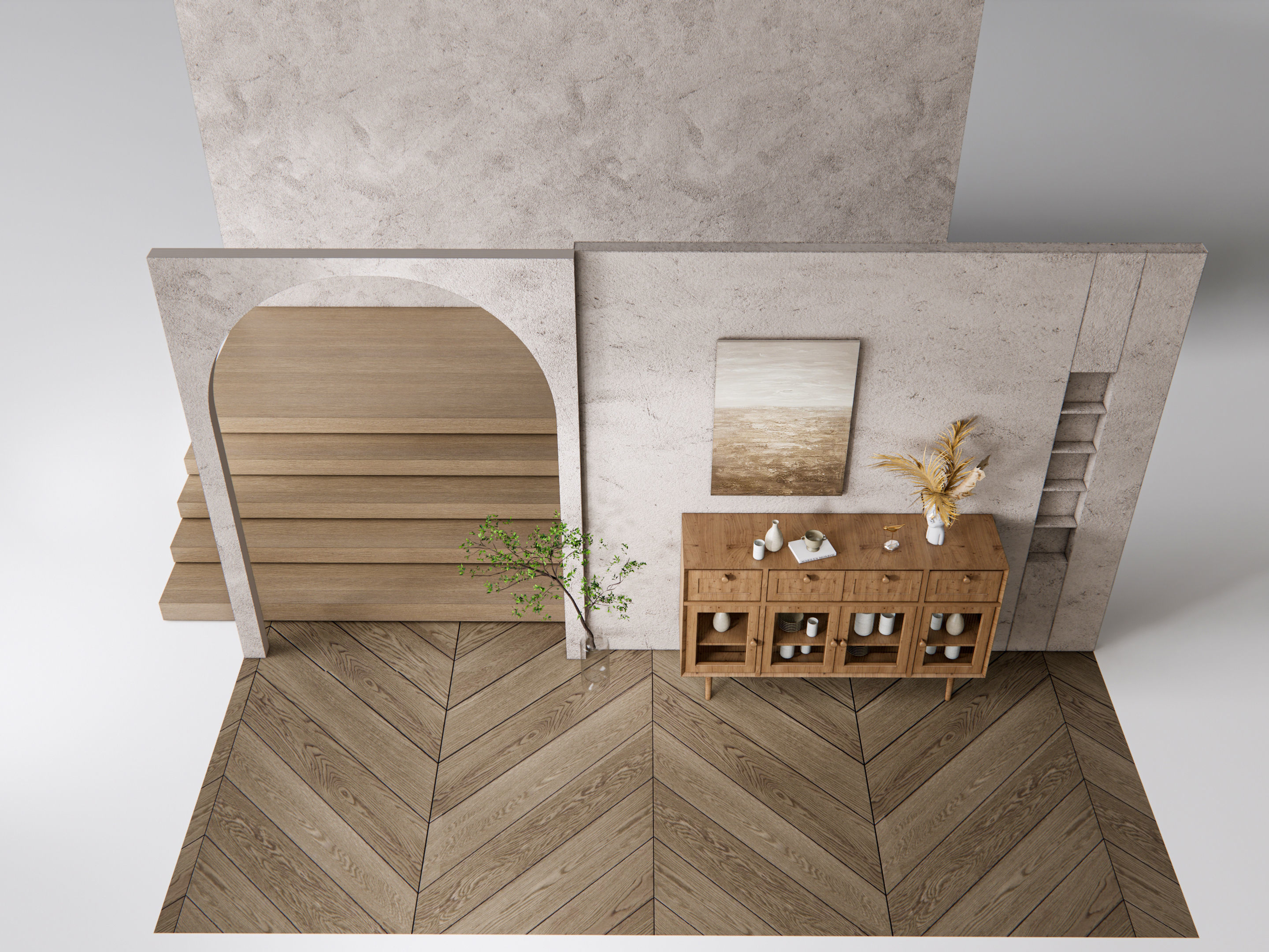 Sideboard with wall panel and flooring 15 3D model_17