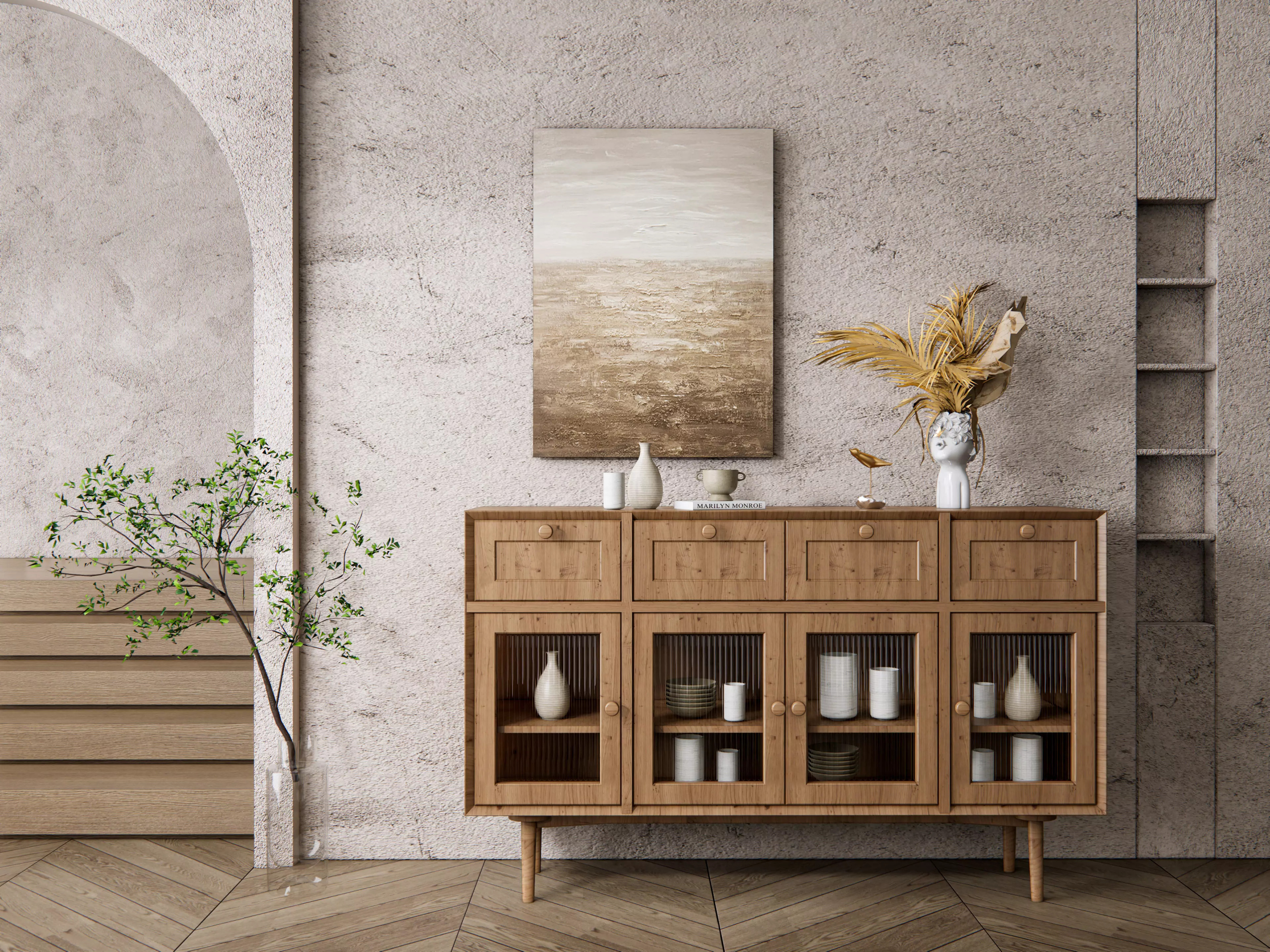 Sideboard with wall panel and flooring 15 3D model_0
