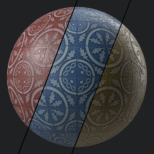 Stone Wall Materials 110- Ornament Ceramic Tile - Pbr Seamless Texture