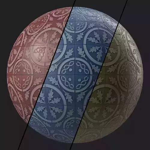 Stone Wall Materials 110- Ornament Ceramic Tile - Pbr Seamless Texture