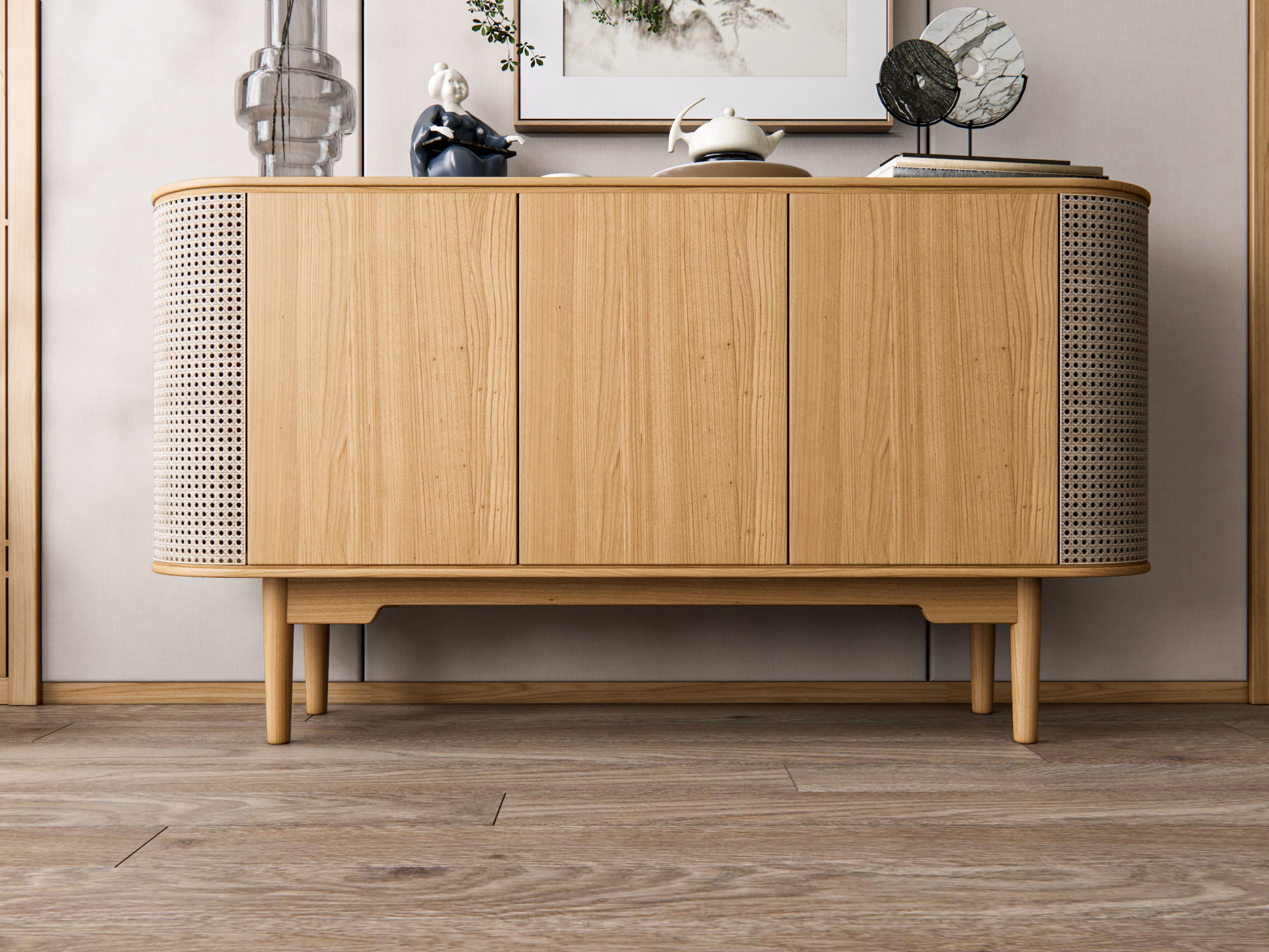 Sideboard with wall panel and flooring 17 3D model_16