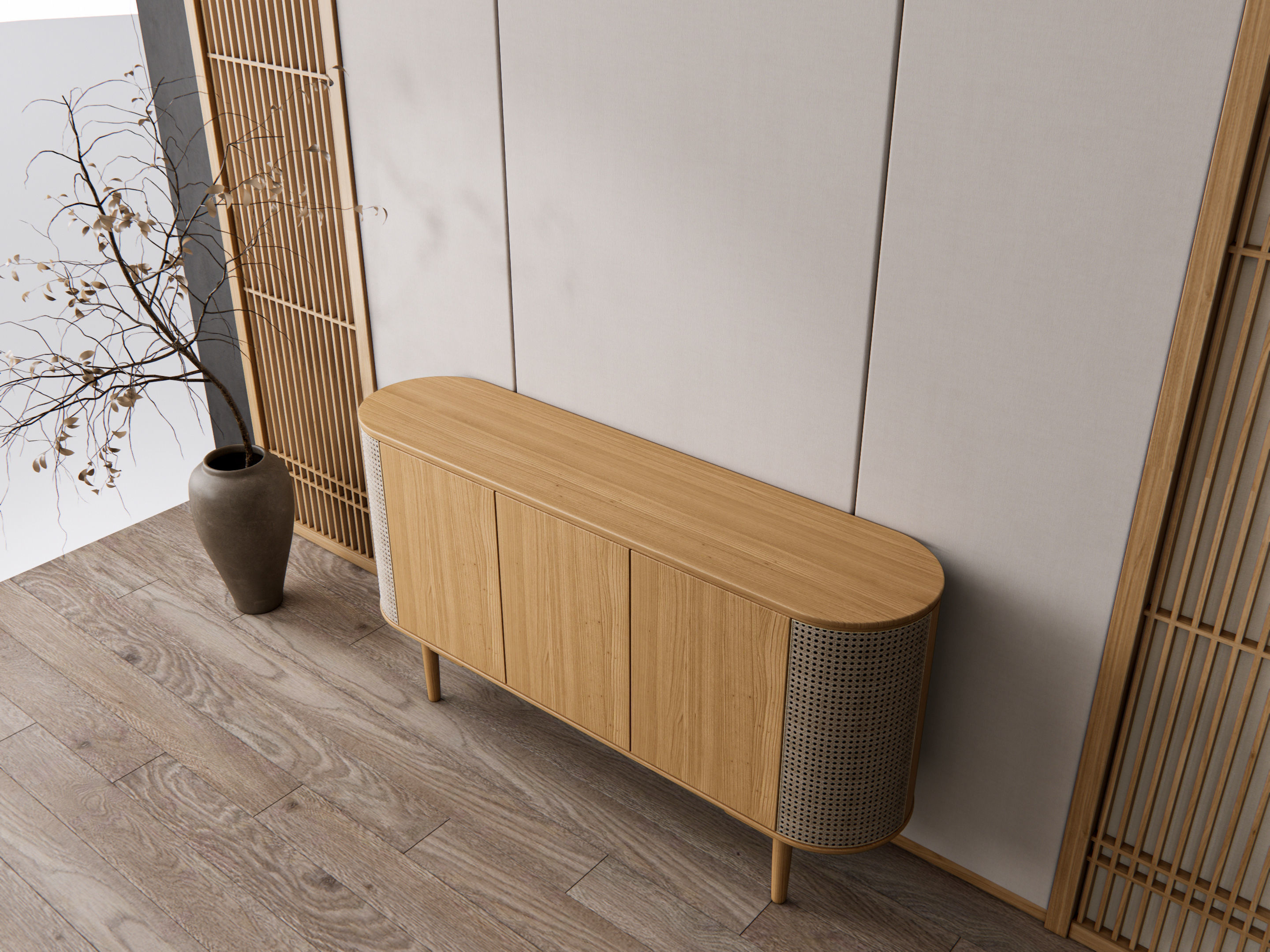 Sideboard with wall panel and flooring 17 3D model_12