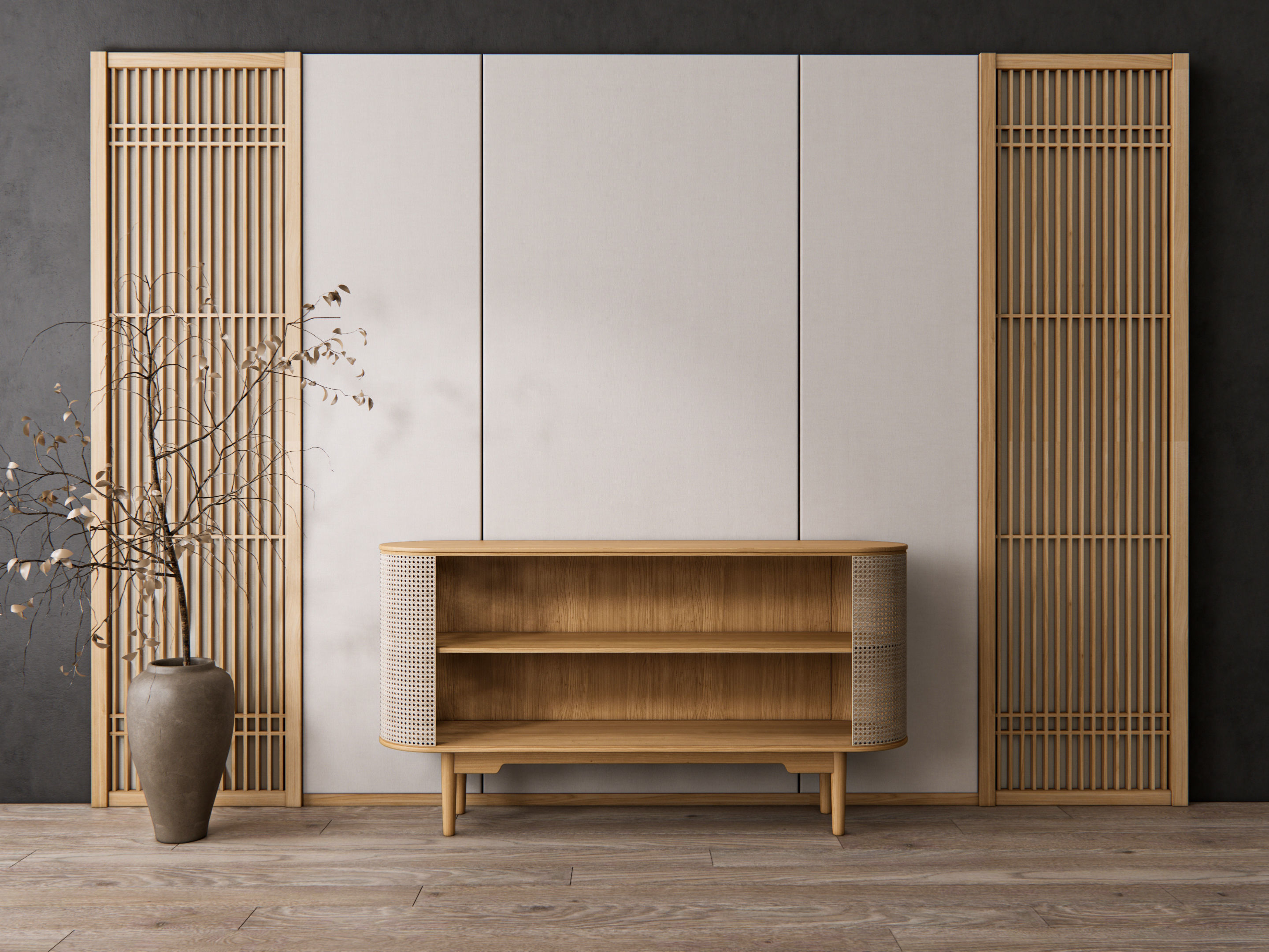 Sideboard with wall panel and flooring 17 3D model_13