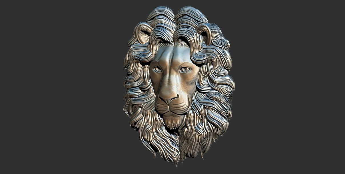 3D Lion Head Relief Printable Model cnc 3D print model_1