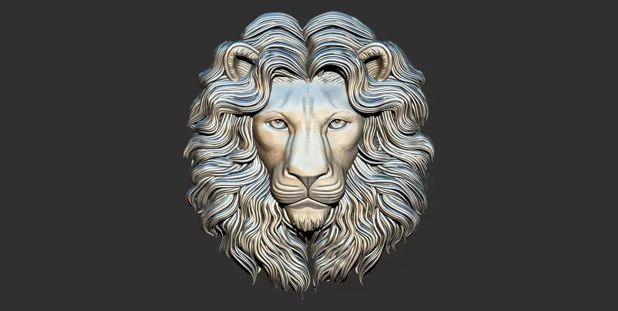 3D Lion Head Relief Printable Model cnc 3D print model_0