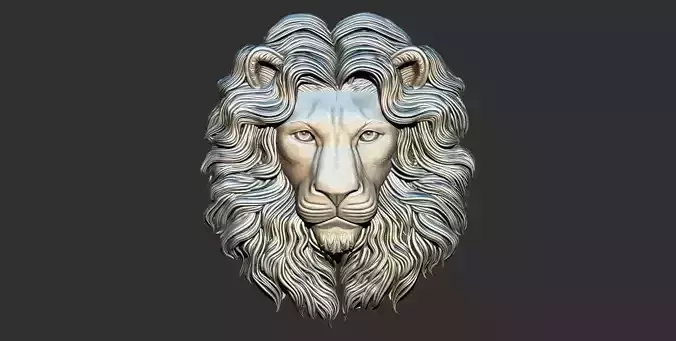 3D Lion Head Relief Printable Model cnc