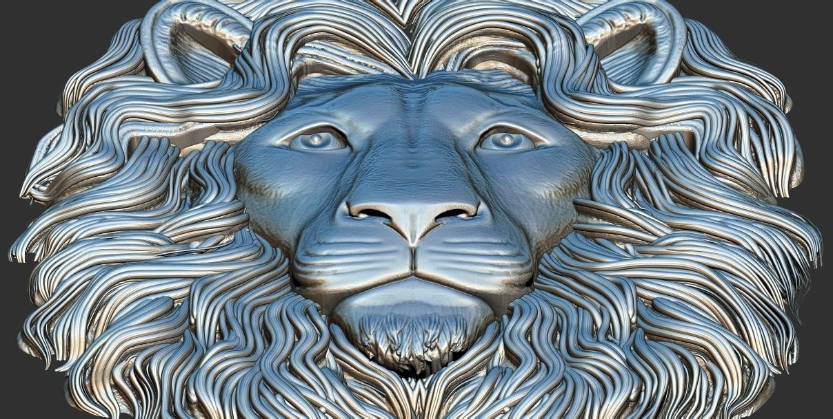 3D Lion Head Relief Printable Model cnc 3D print model_4