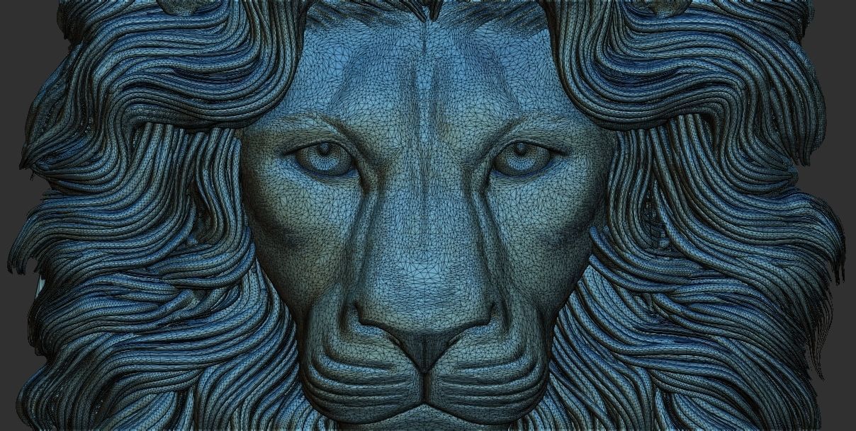 3D Lion Head Relief Printable Model cnc 3D print model_6