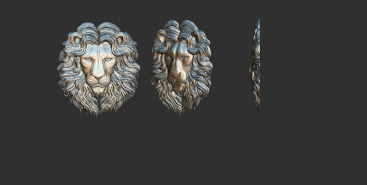 3D Lion Head Relief Printable Model cnc 3D print model_2