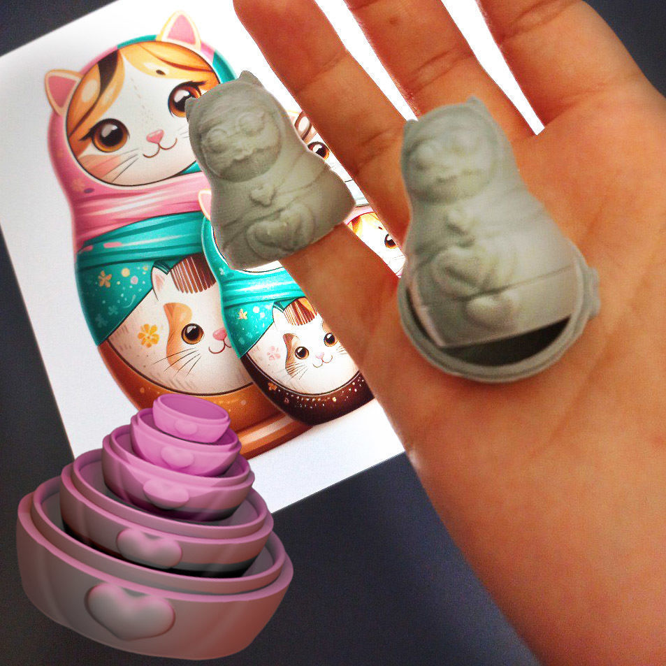 Catrioshka The Mama Cat Endless container 3D print model_1