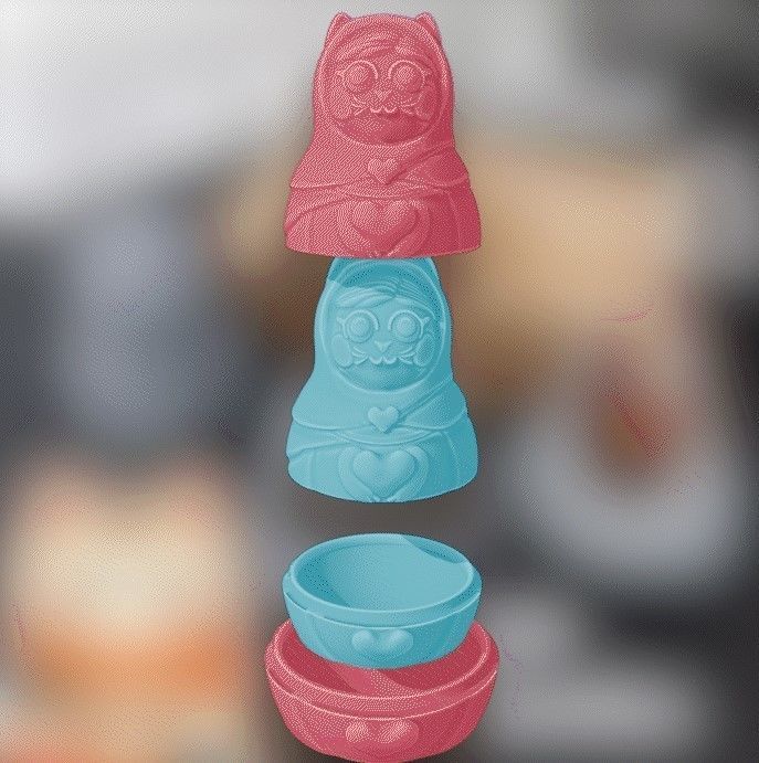 Catrioshka The Mama Cat Endless container 3D print model_6