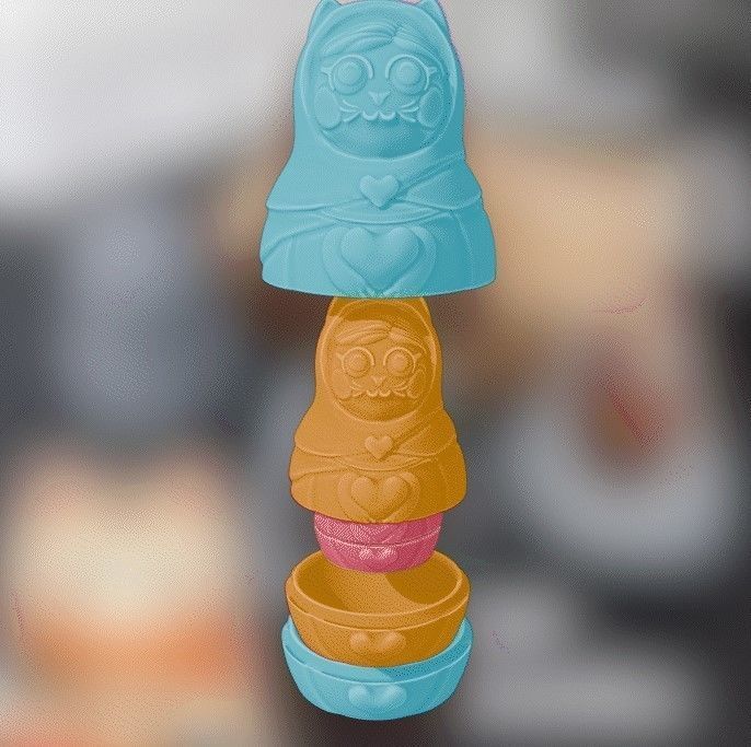 Catrioshka The Mama Cat Endless container 3D print model_4