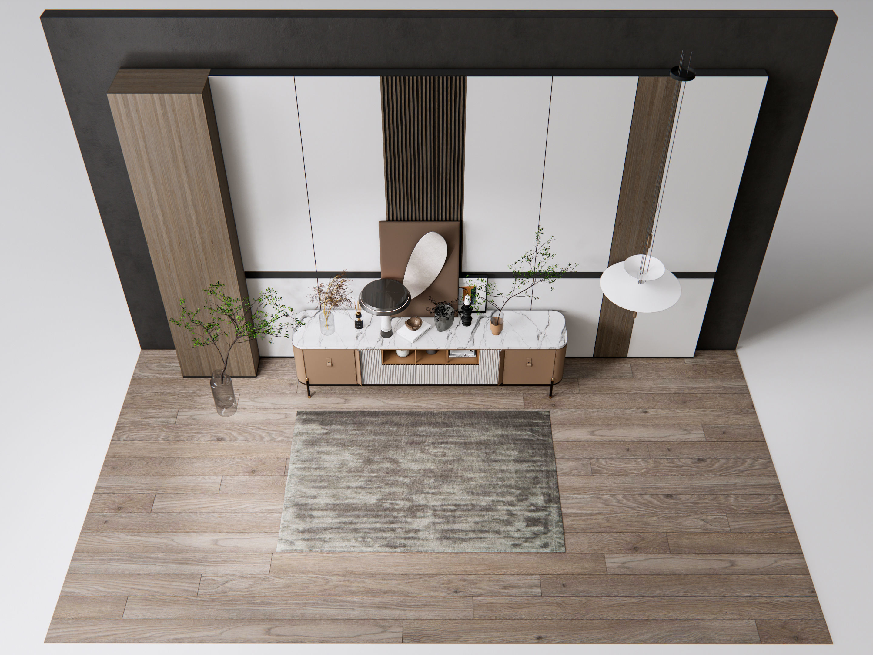Sideboard with wall panel and flooring 18 3D model_17