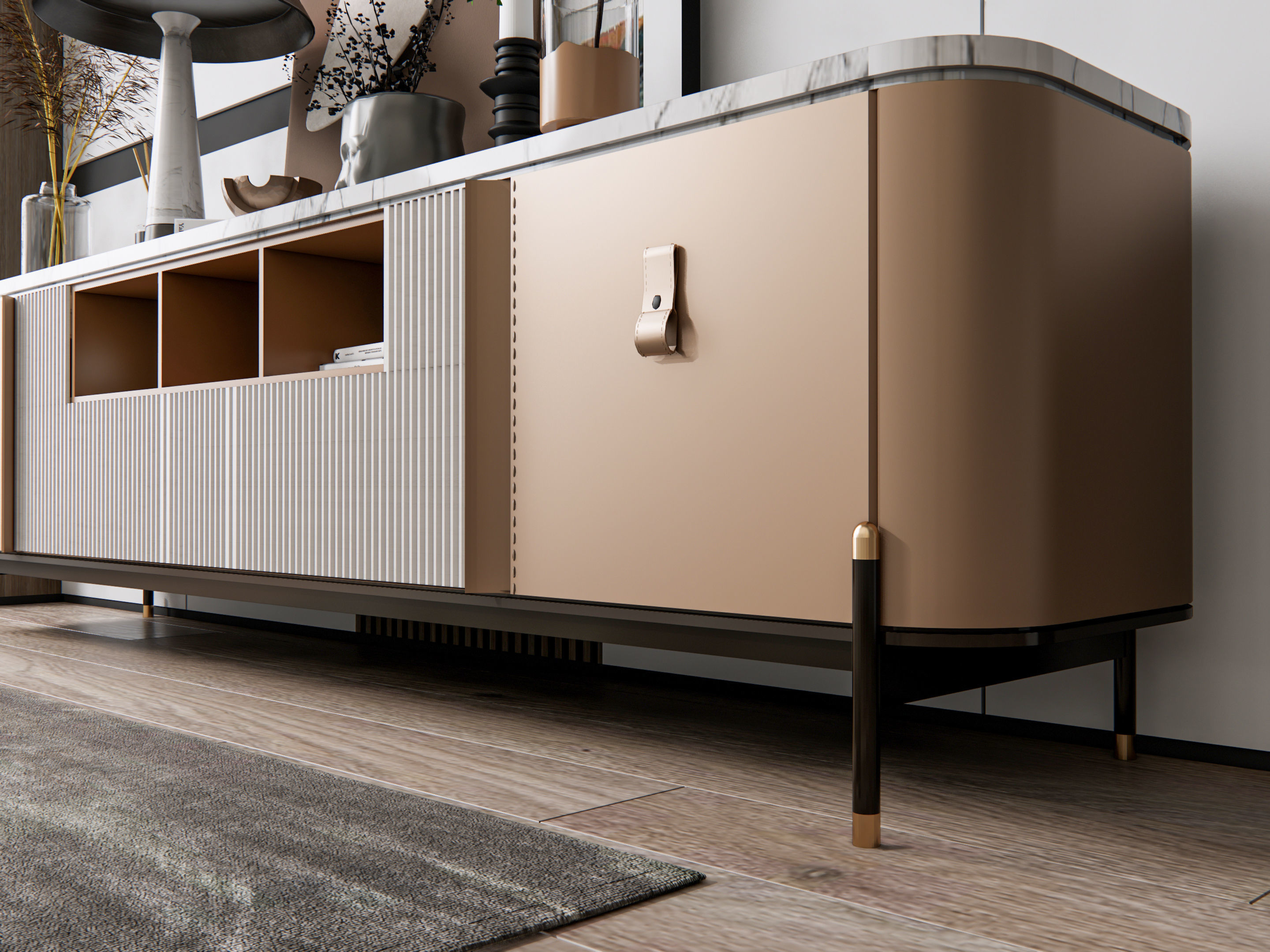 Sideboard with wall panel and flooring 18 3D model_8