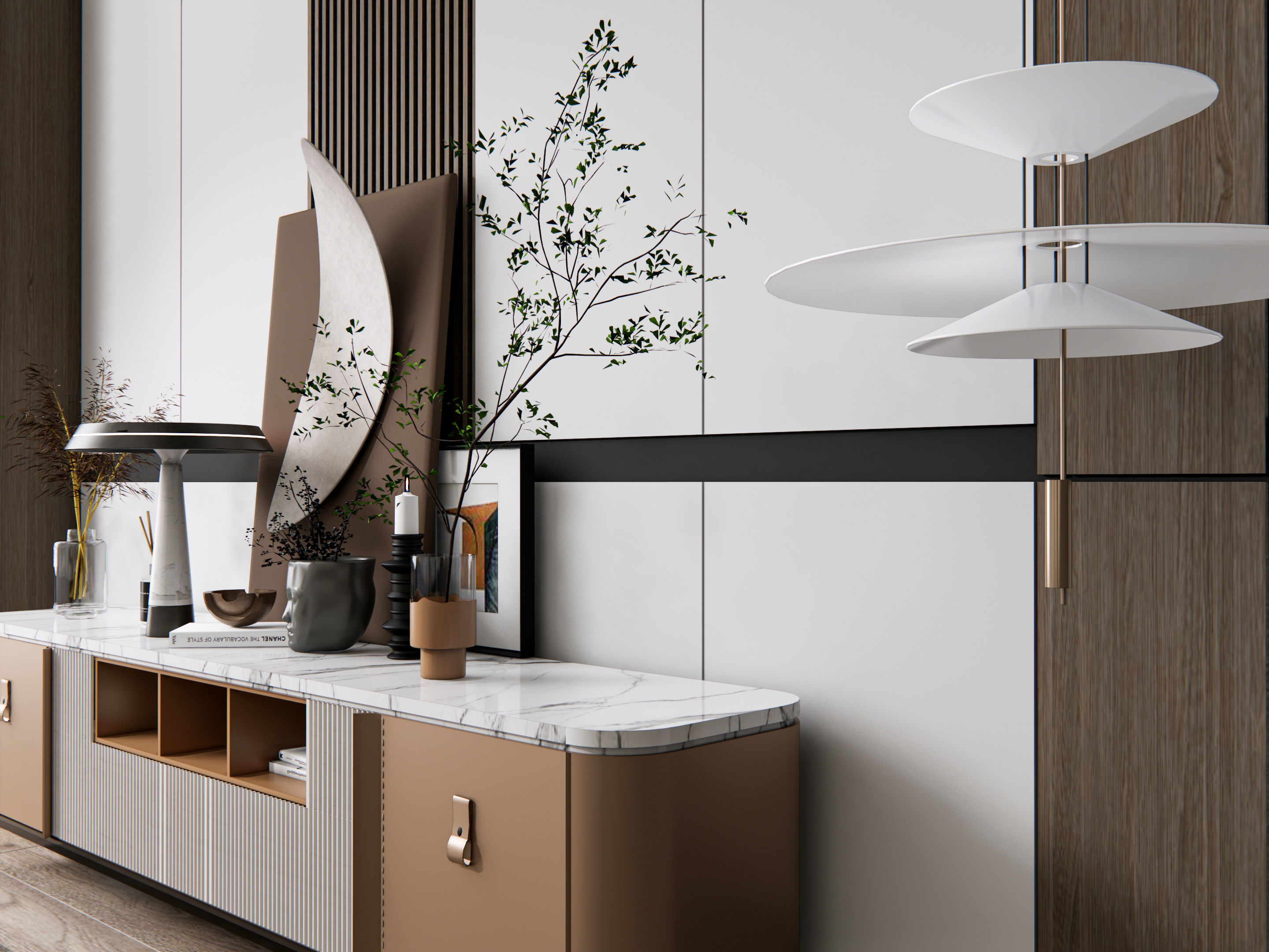 Sideboard with wall panel and flooring 18 3D model_10