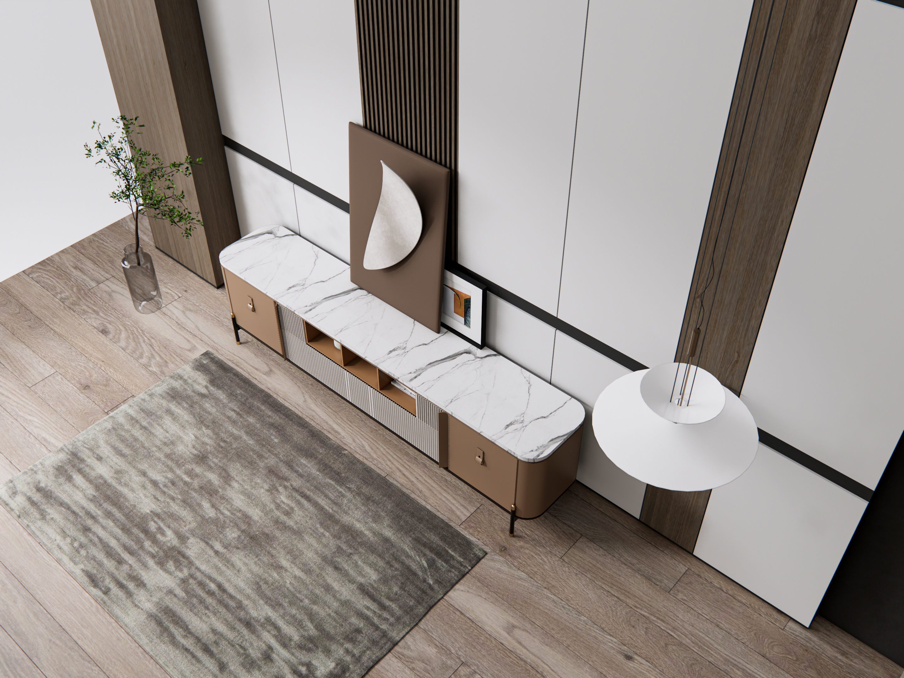 Sideboard with wall panel and flooring 18 3D model_13