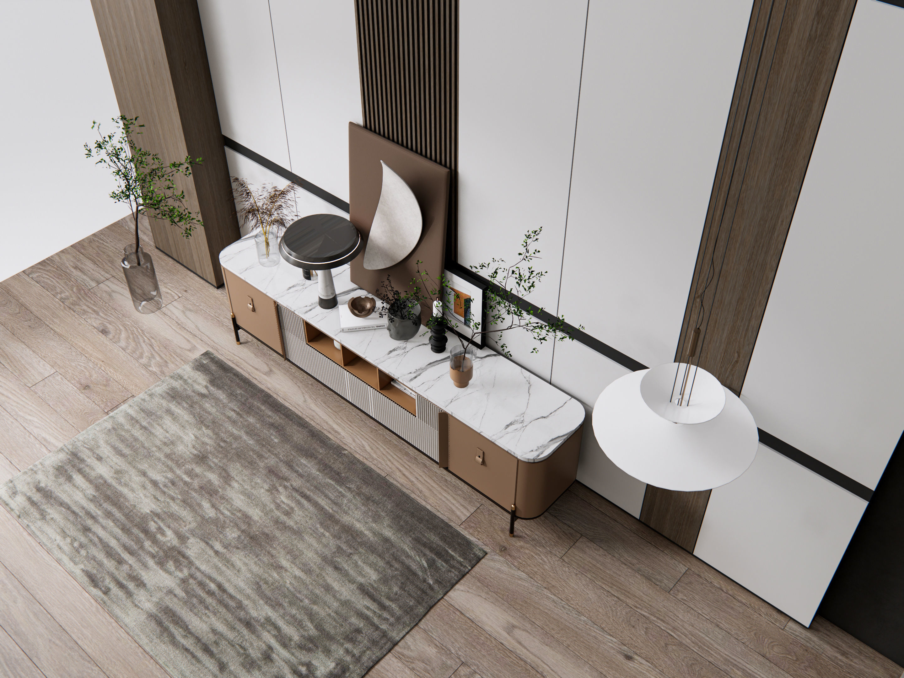 Sideboard with wall panel and flooring 18 3D model_12