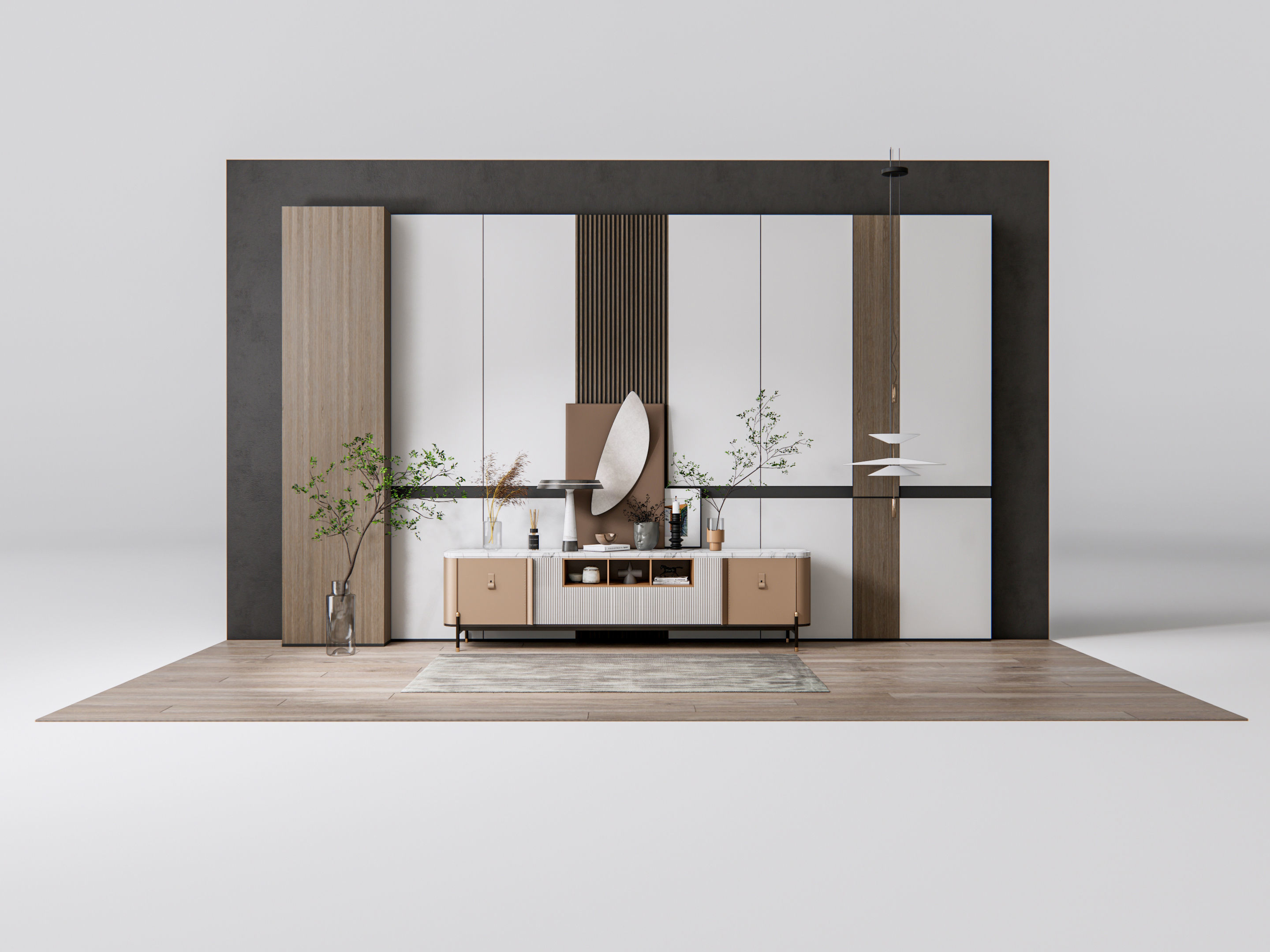 Sideboard with wall panel and flooring 18 3D model_1
