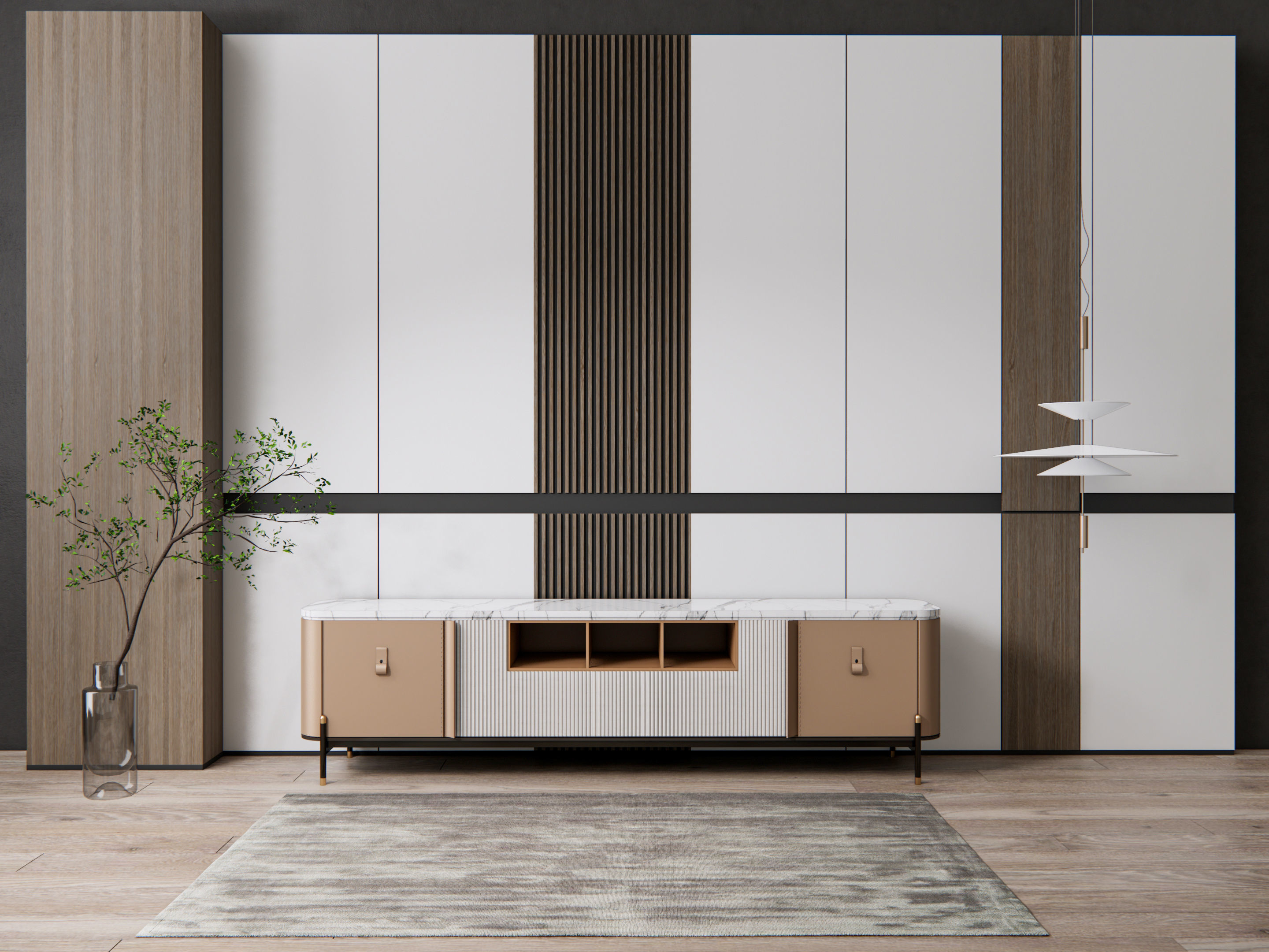 Sideboard with wall panel and flooring 18 3D model_15