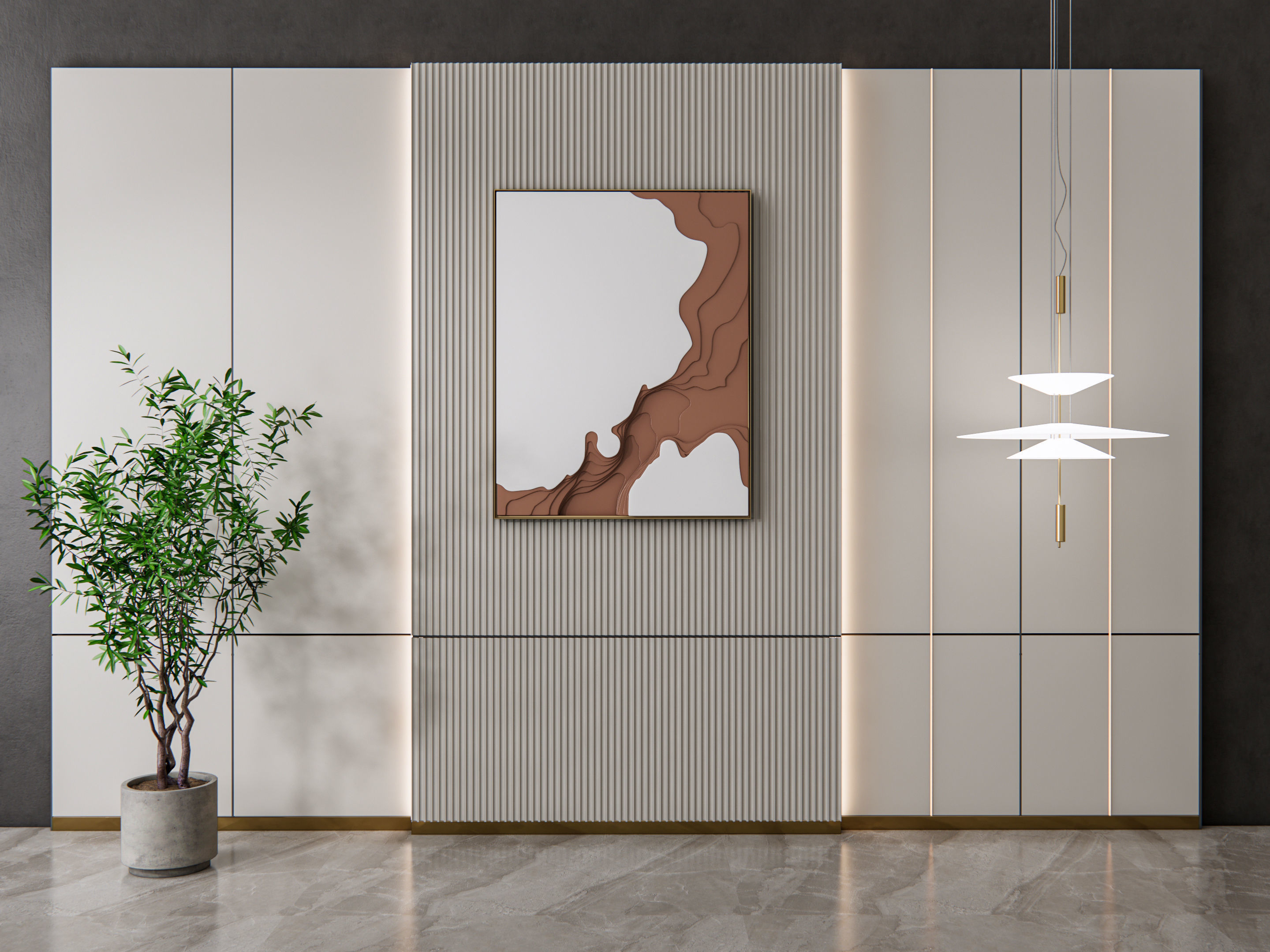 Sideboard with wall panel and flooring 19 3D model_16