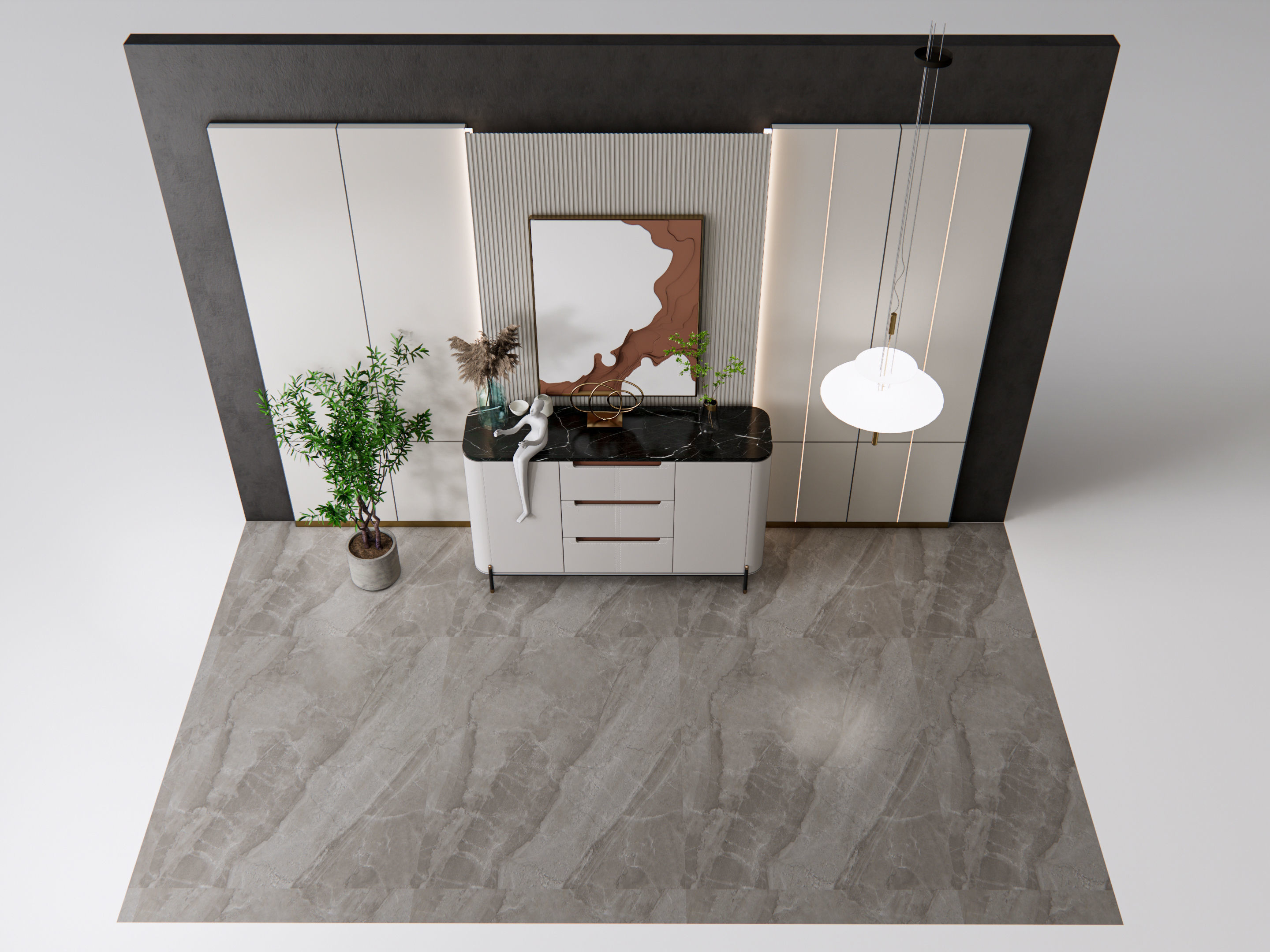 Sideboard with wall panel and flooring 19 3D model_17