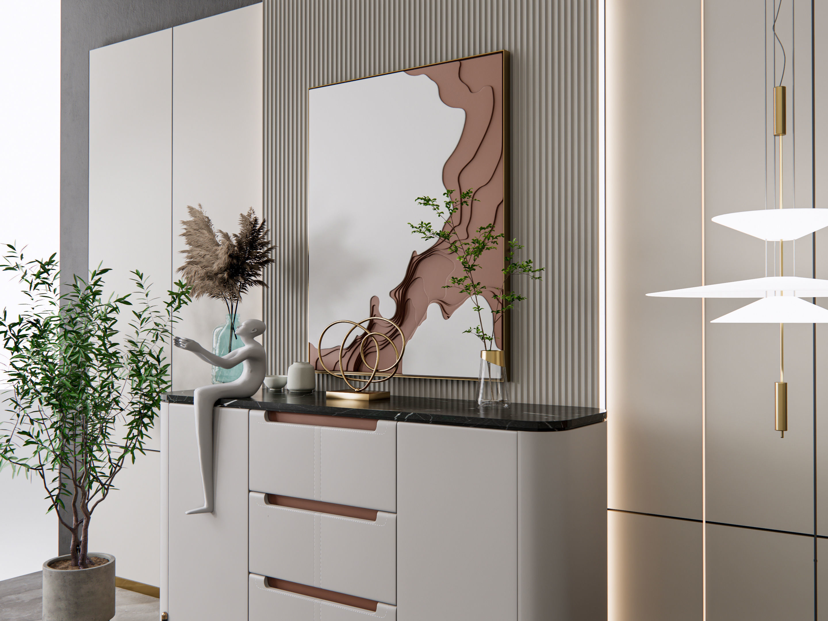 Sideboard with wall panel and flooring 19 3D model_6