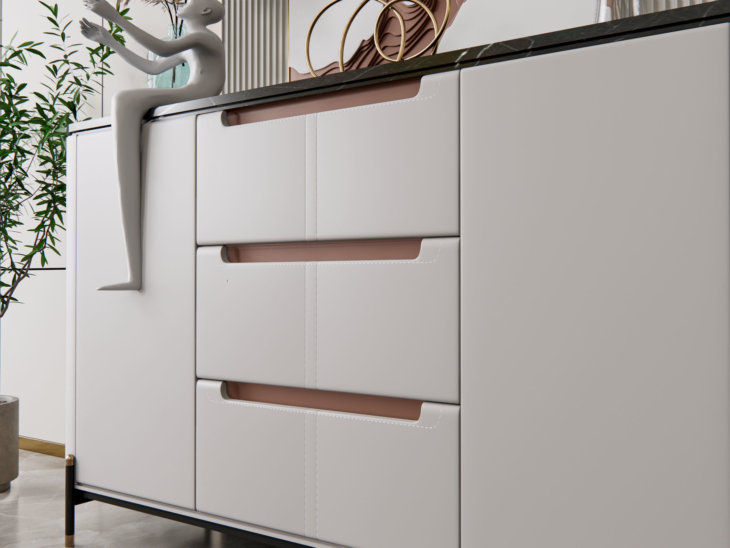 Sideboard with wall panel and flooring 19 3D model_8