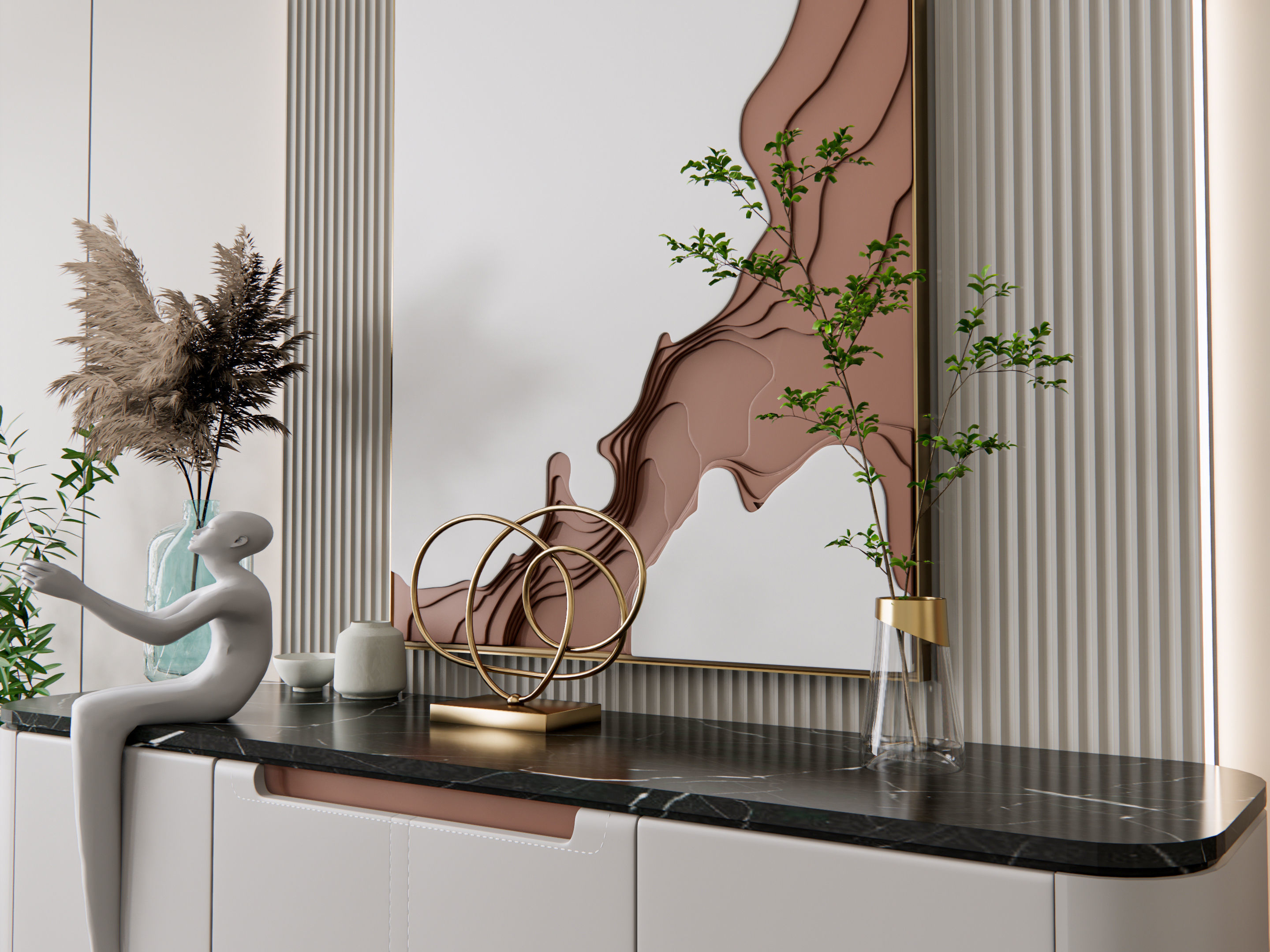 Sideboard with wall panel and flooring 19 3D model_11