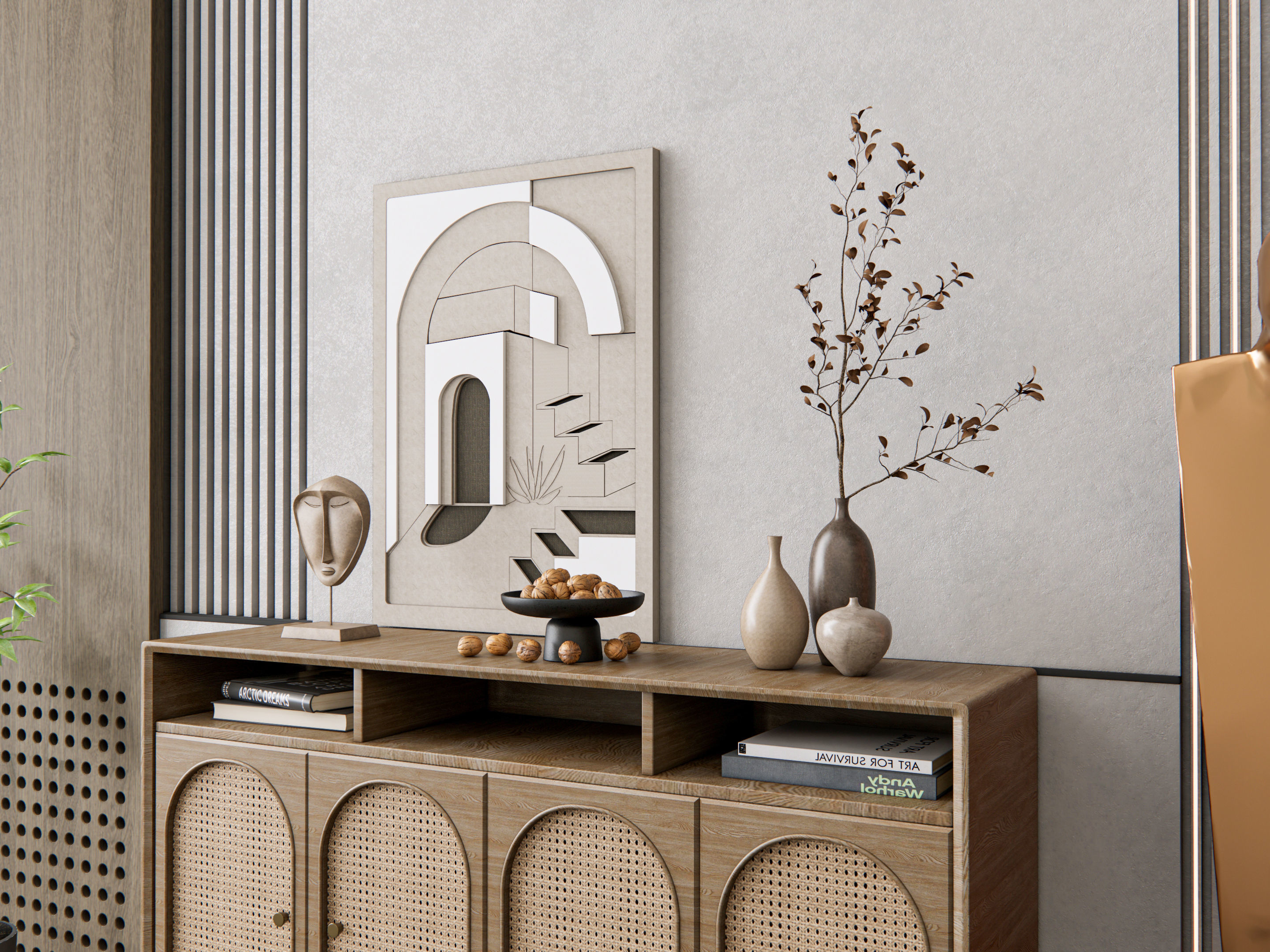 Sideboard with wall panel and flooring 20 3D model_11