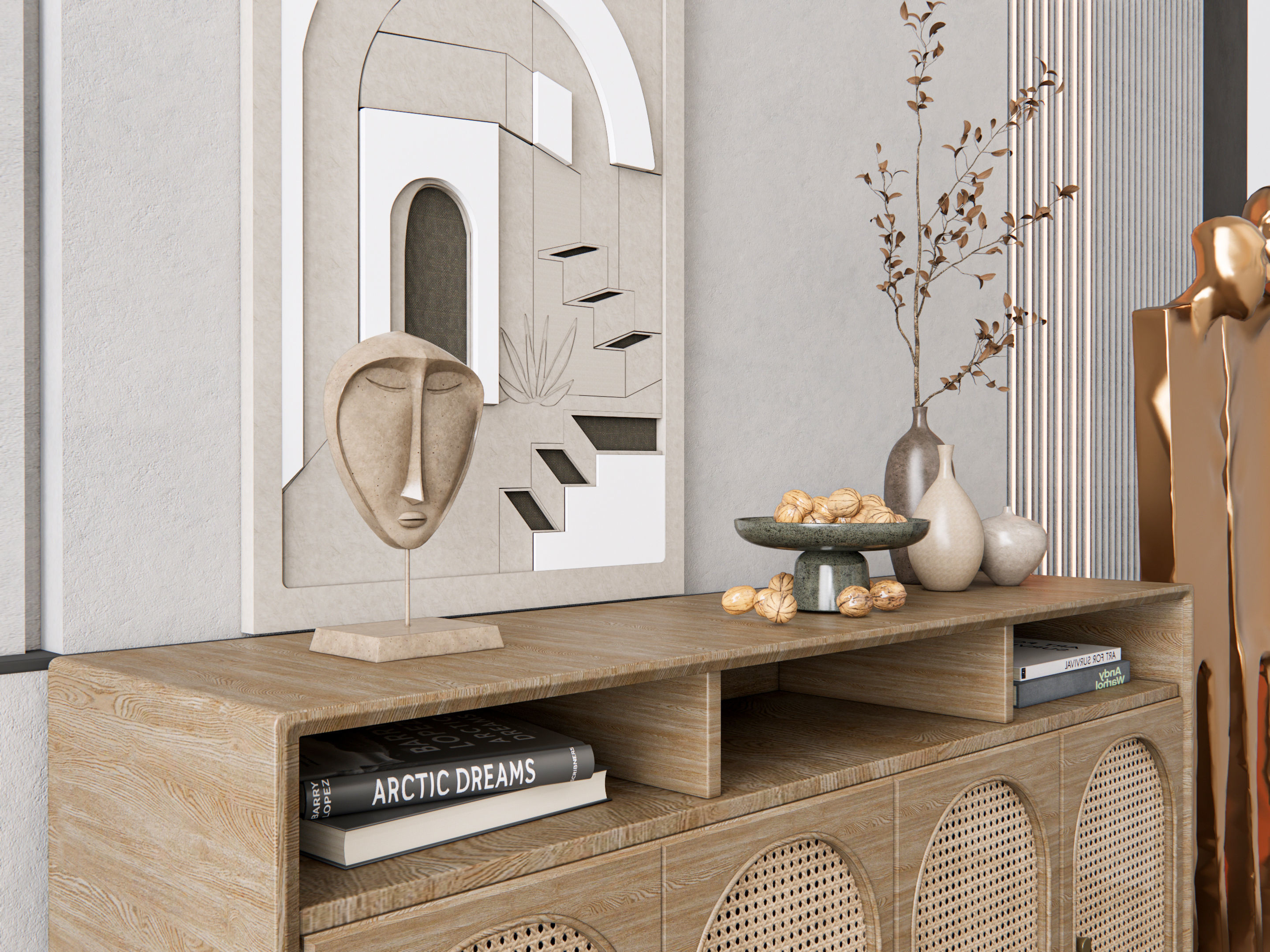 Sideboard with wall panel and flooring 20 3D model_6