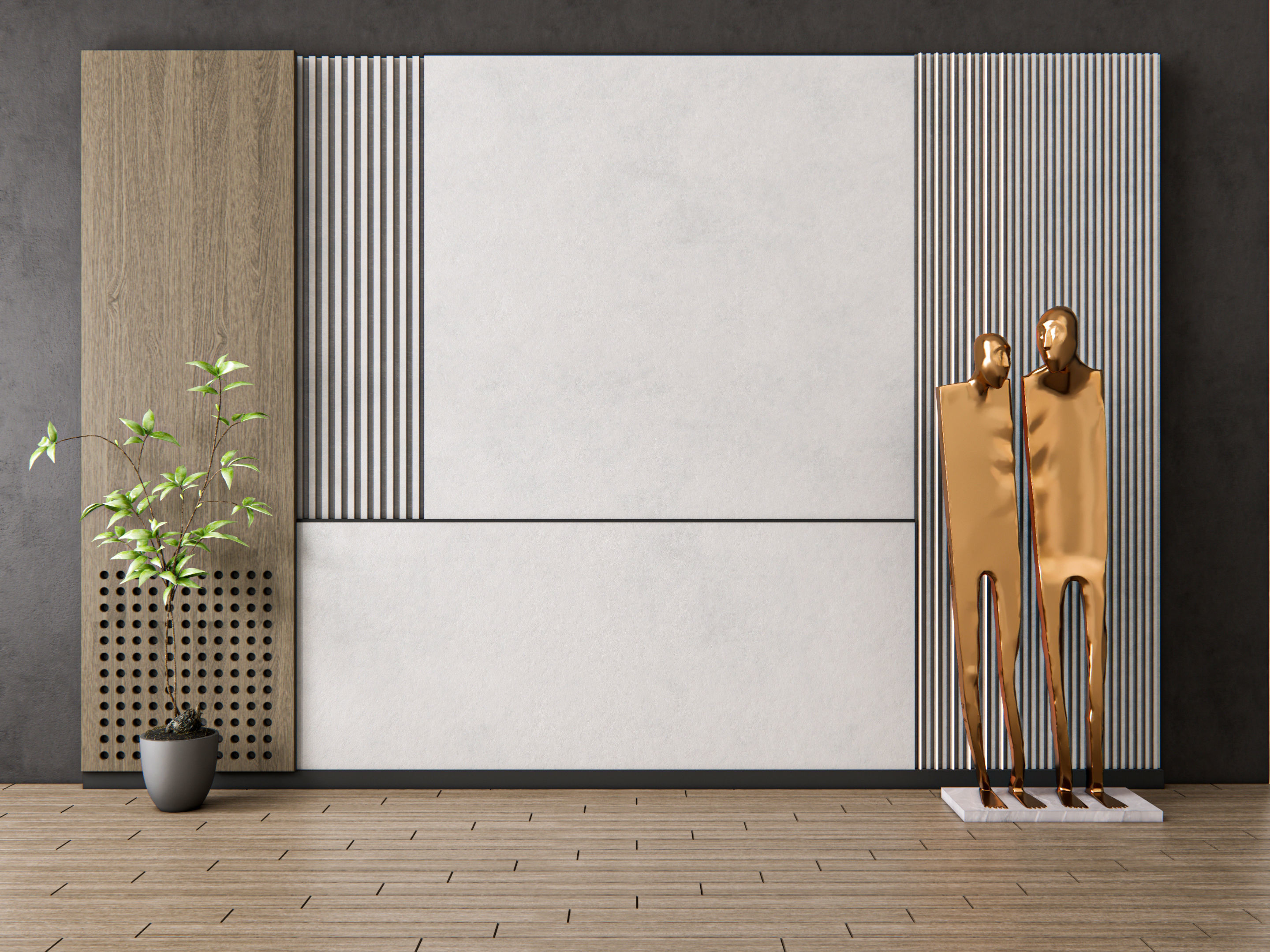 Sideboard with wall panel and flooring 20 3D model_13