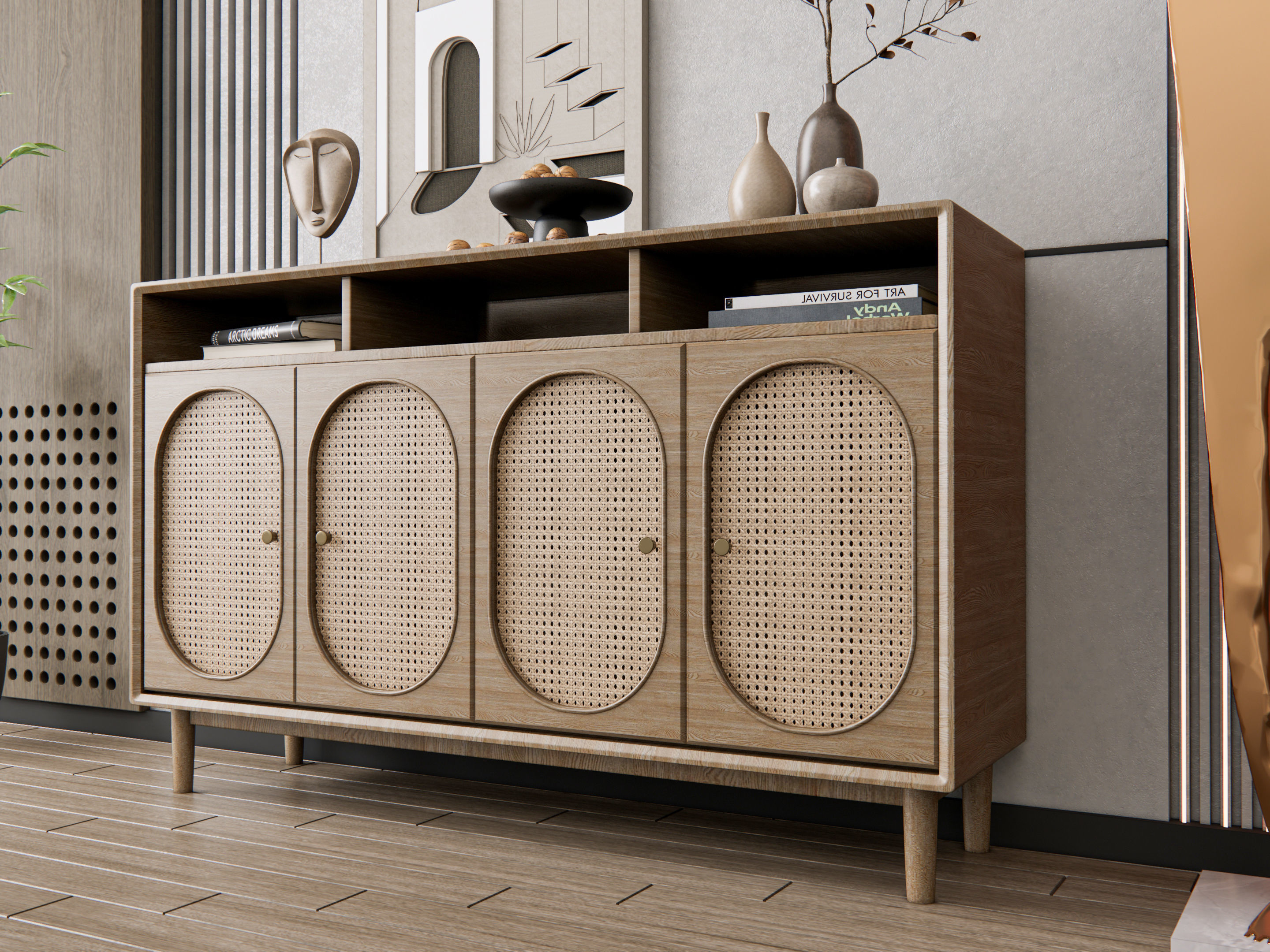 Sideboard with wall panel and flooring 20 3D model_10