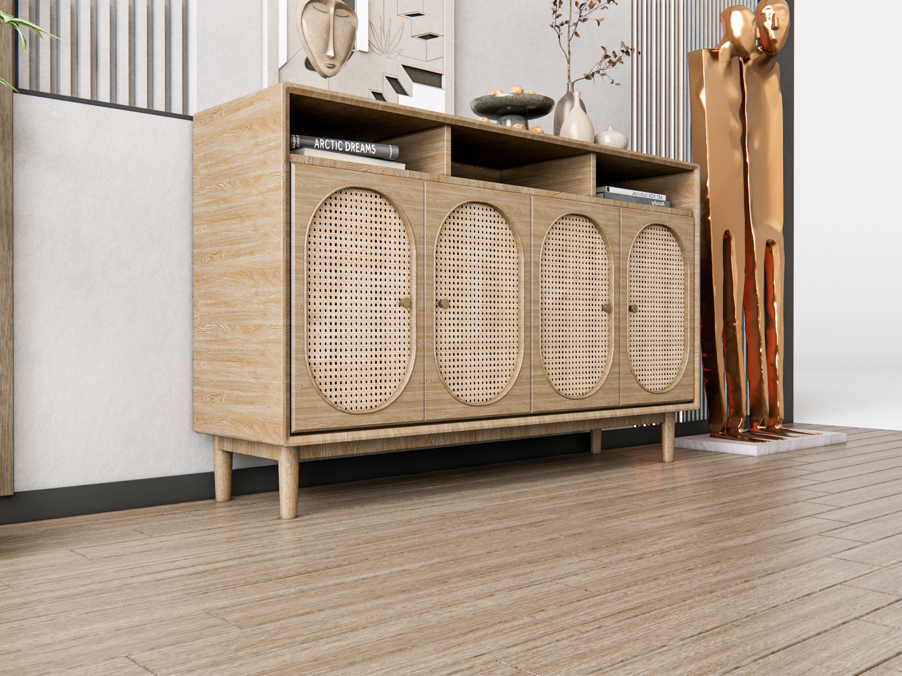 Sideboard with wall panel and flooring 20 3D model_5