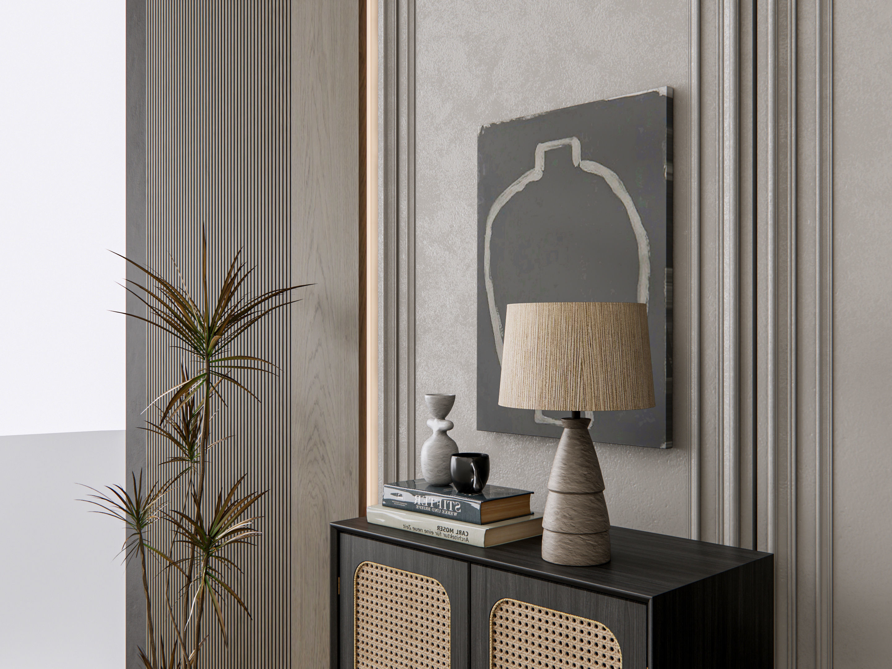 Sideboard with wall panel and flooring 21 3D model_6