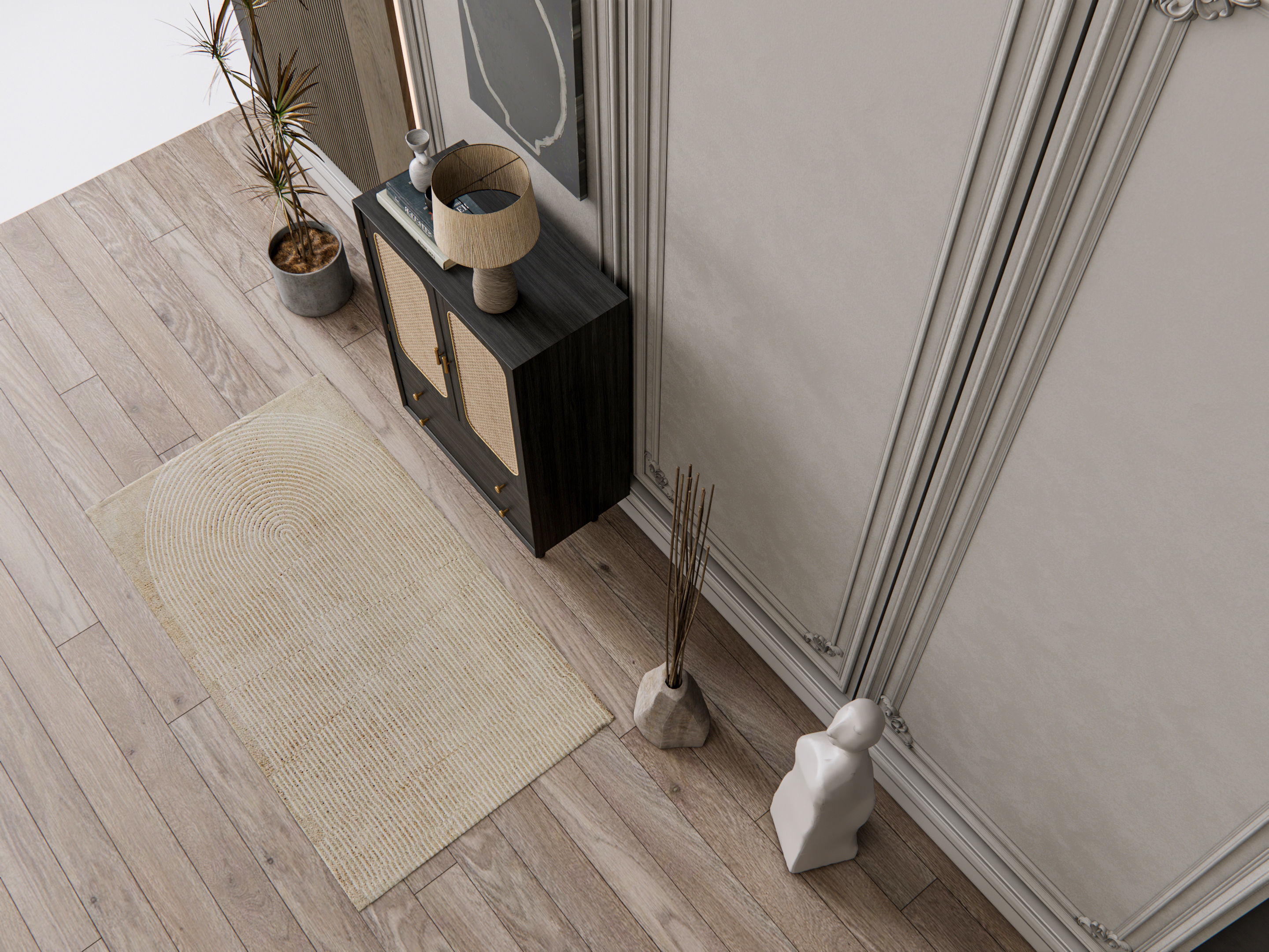 Sideboard with wall panel and flooring 21 3D model_17