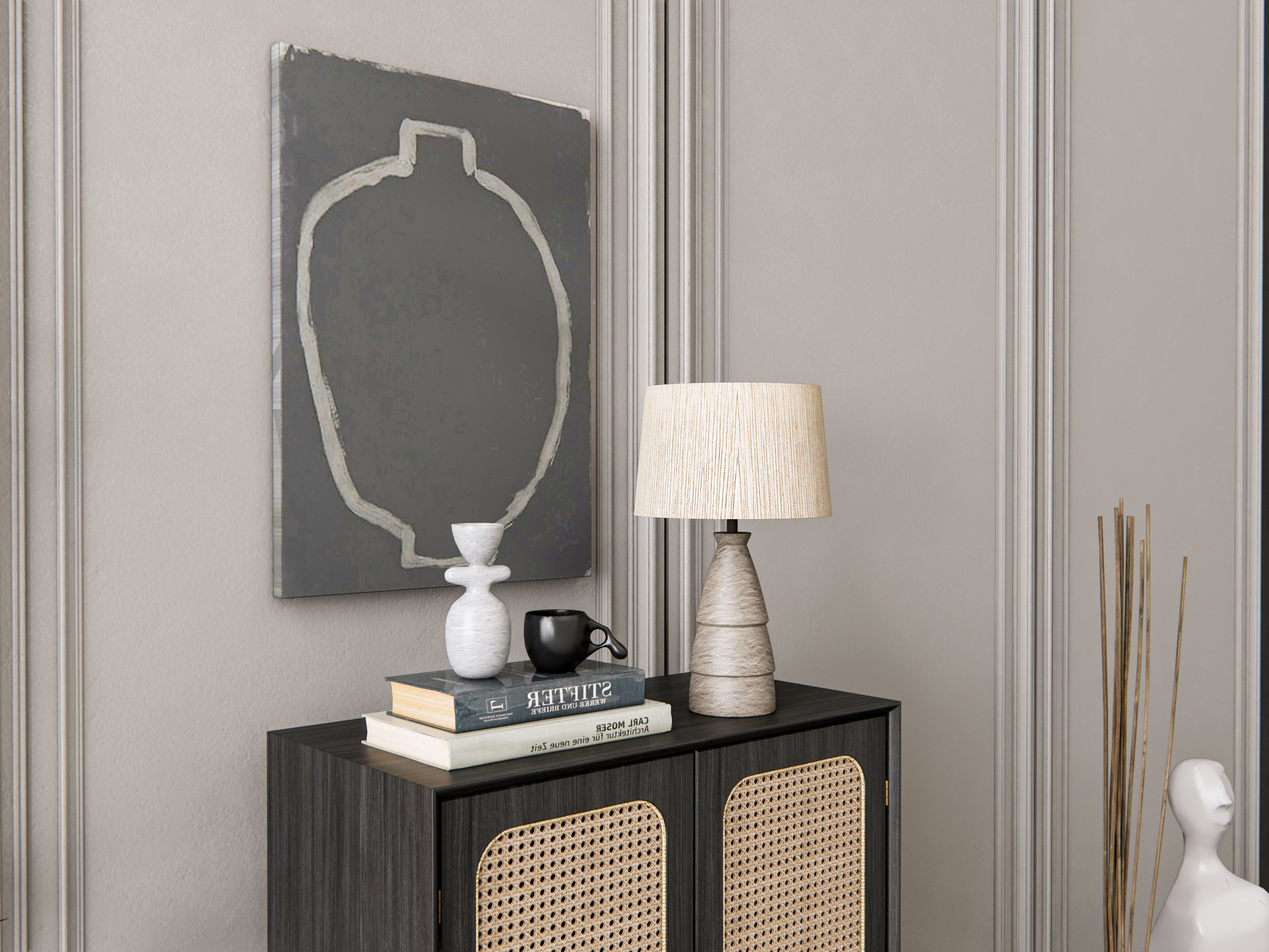 Sideboard with wall panel and flooring 21 3D model_10