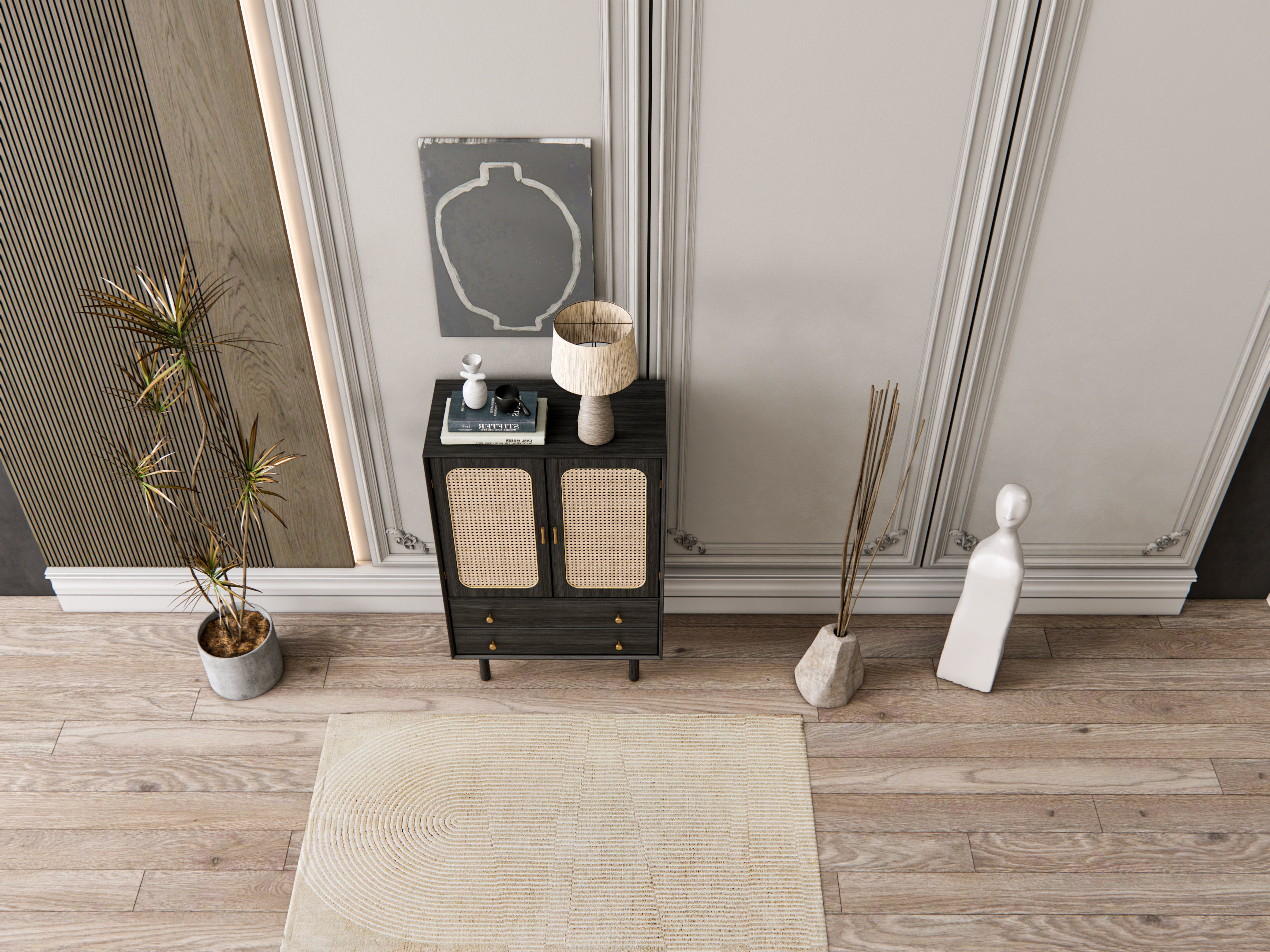 Sideboard with wall panel and flooring 21 3D model_18