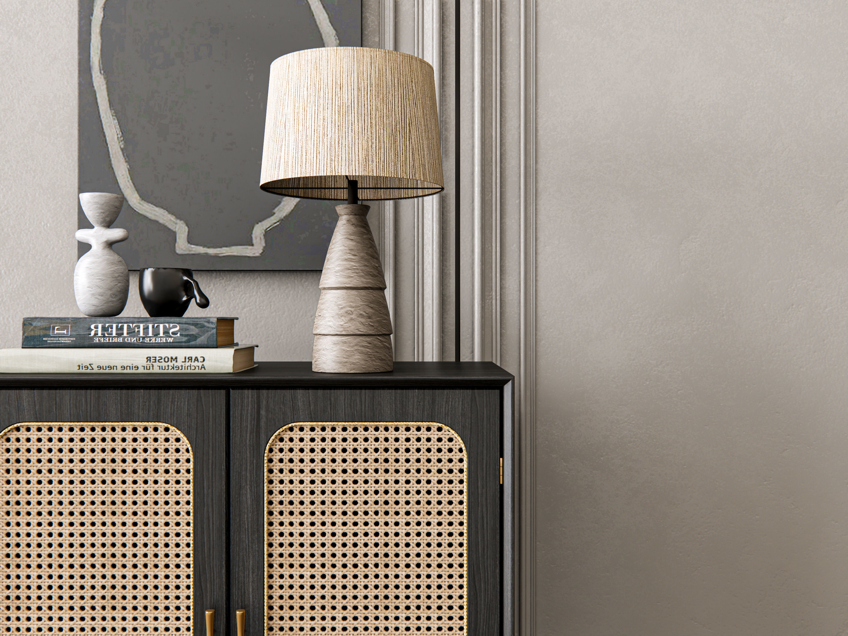 Sideboard with wall panel and flooring 21 3D model_19