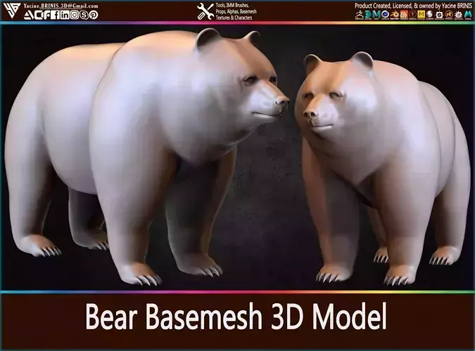 Bear Basemesh 3D Model Low-poly 3D model